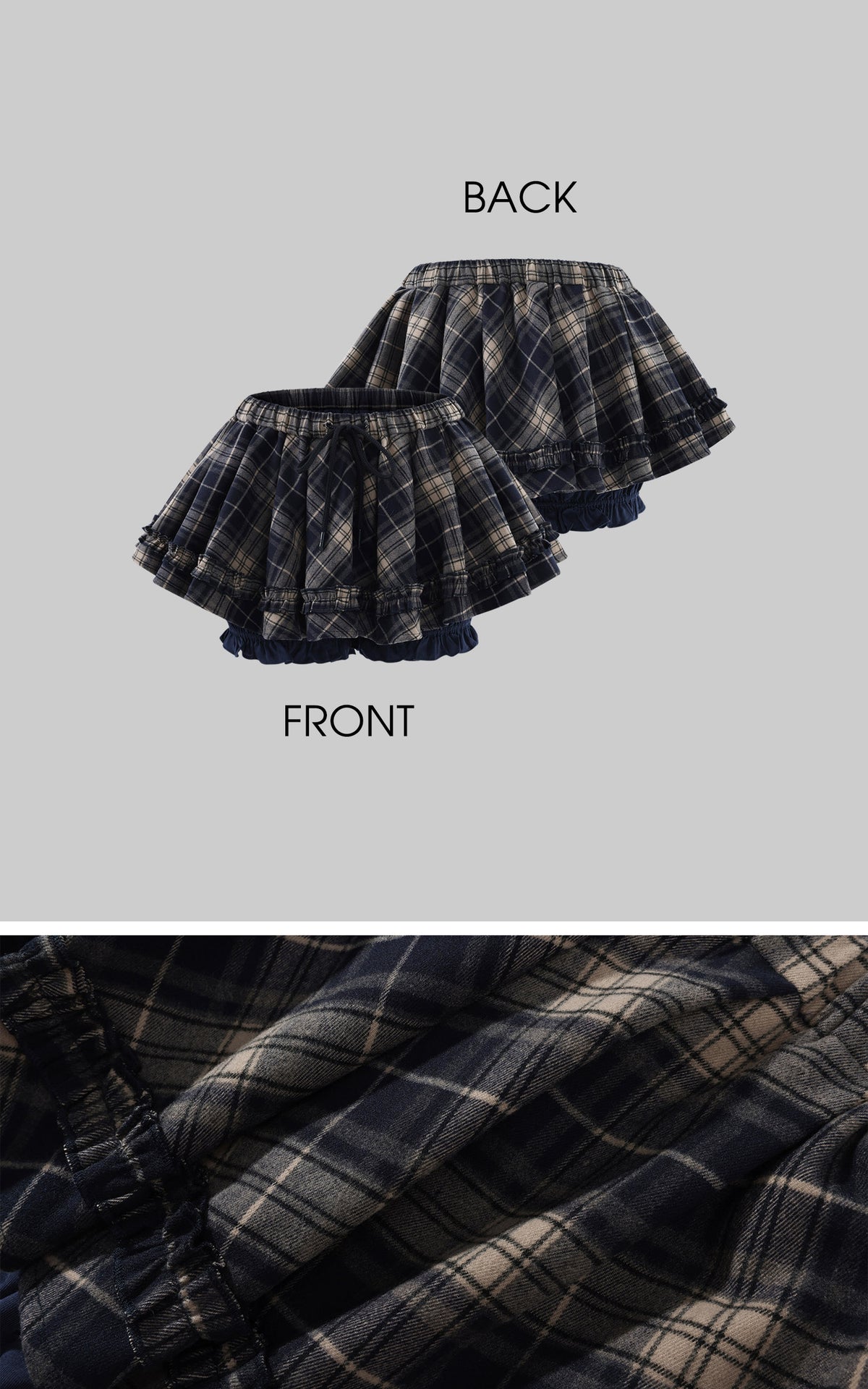 Rase le sol Tartan Plaid Ruffled Micro Skirt with Built-In Shorts
