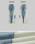 Rase le sol Color-Block Patchwork Wide-Leg Denim Pants