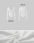 Rase le sol Cutout Neckline Curved Hem Long Sleeve Top - PINKPARKS