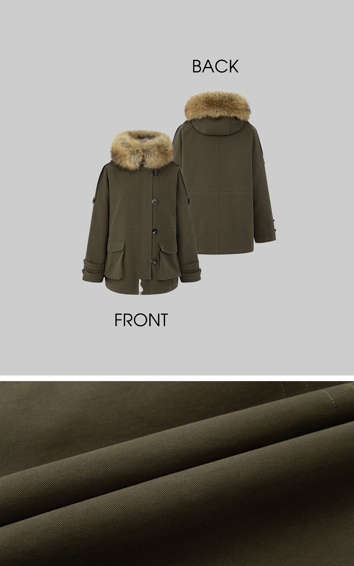 IAMXIAA Faux Fur Hooded Utility Jacket