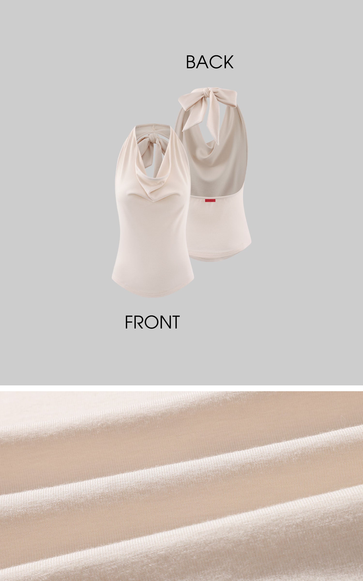 Rase le sol 오픈 백 타이 드레이프 홀터 탑