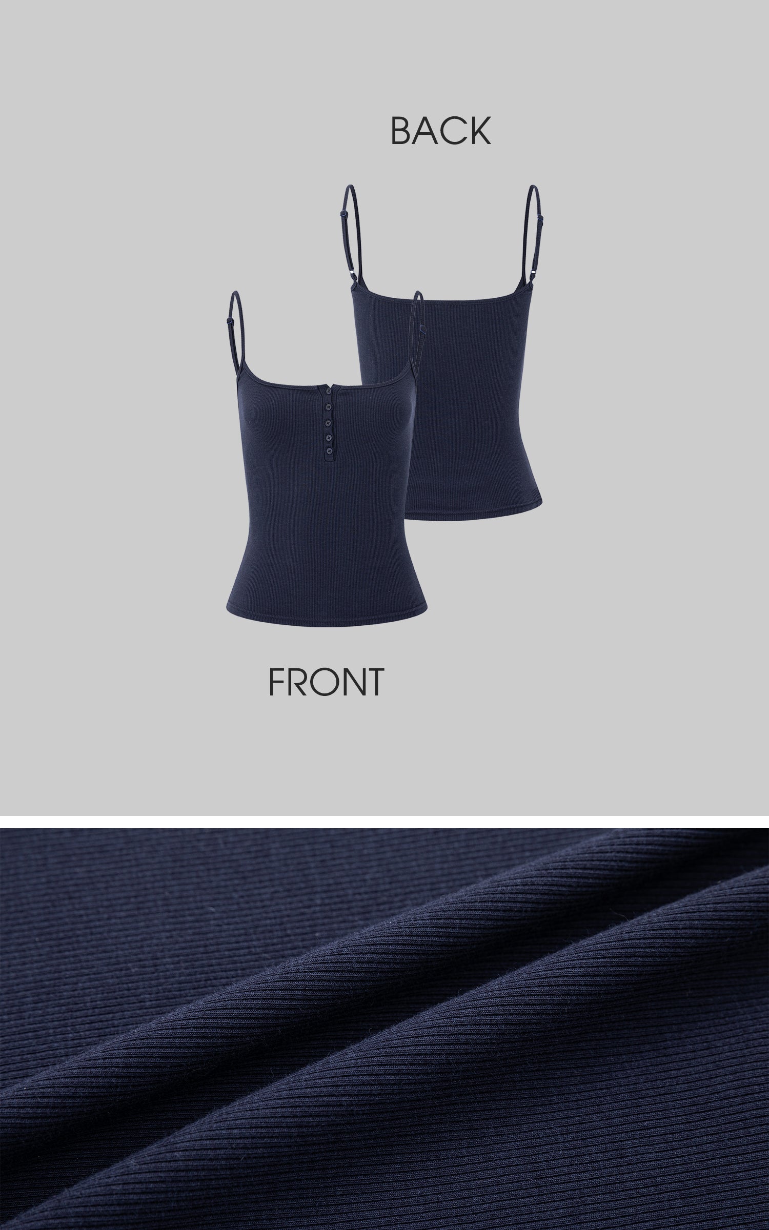 IAMXIAA Ribbed Button Fitted Camisole Top