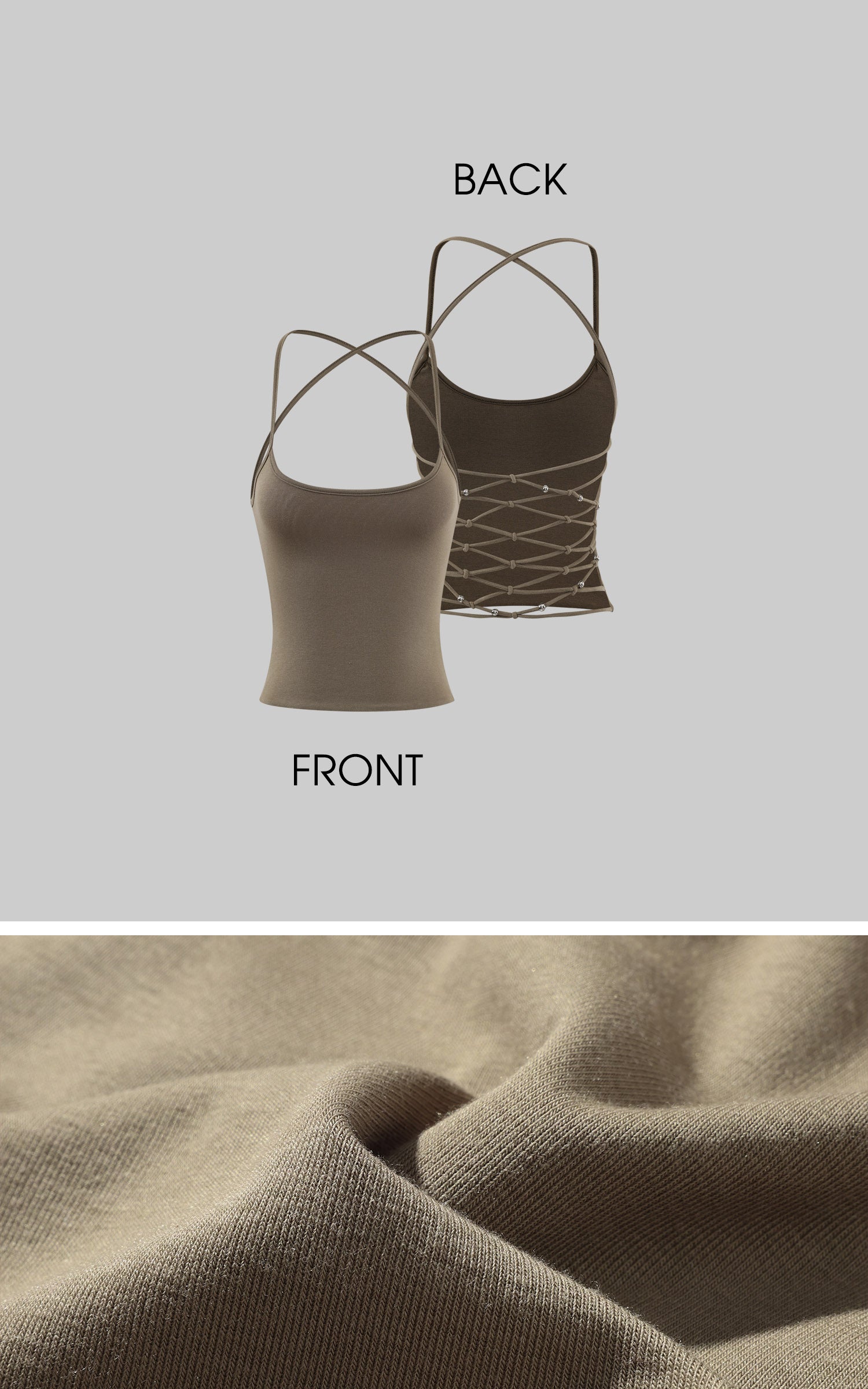 0122stepll Cross Back Lace-Up Camisole