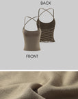 0122stepll Cross Back Lace-Up Camisole