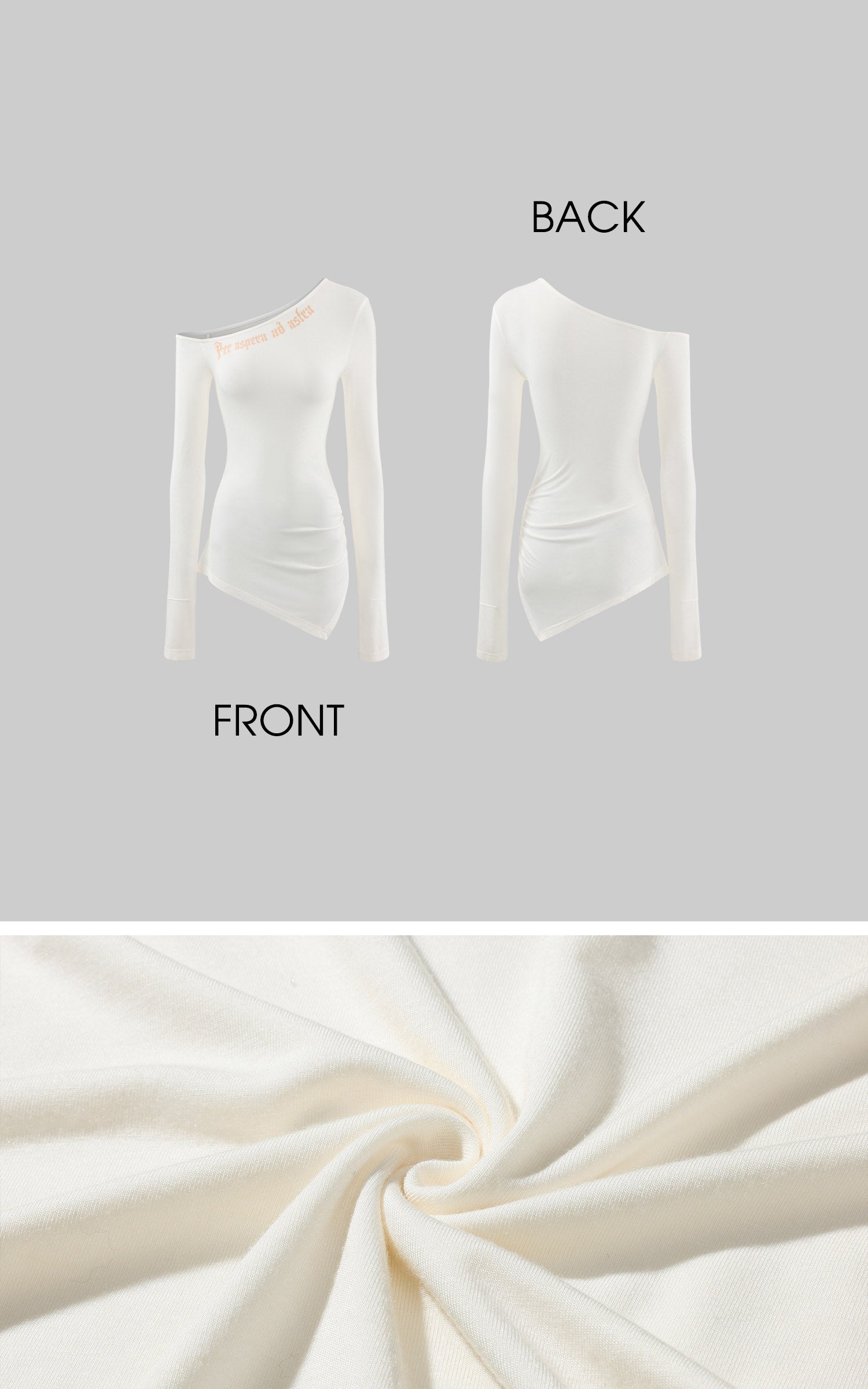 Rase le sol Asymmetric Off-Shoulder Ruched Long Sleeve Top