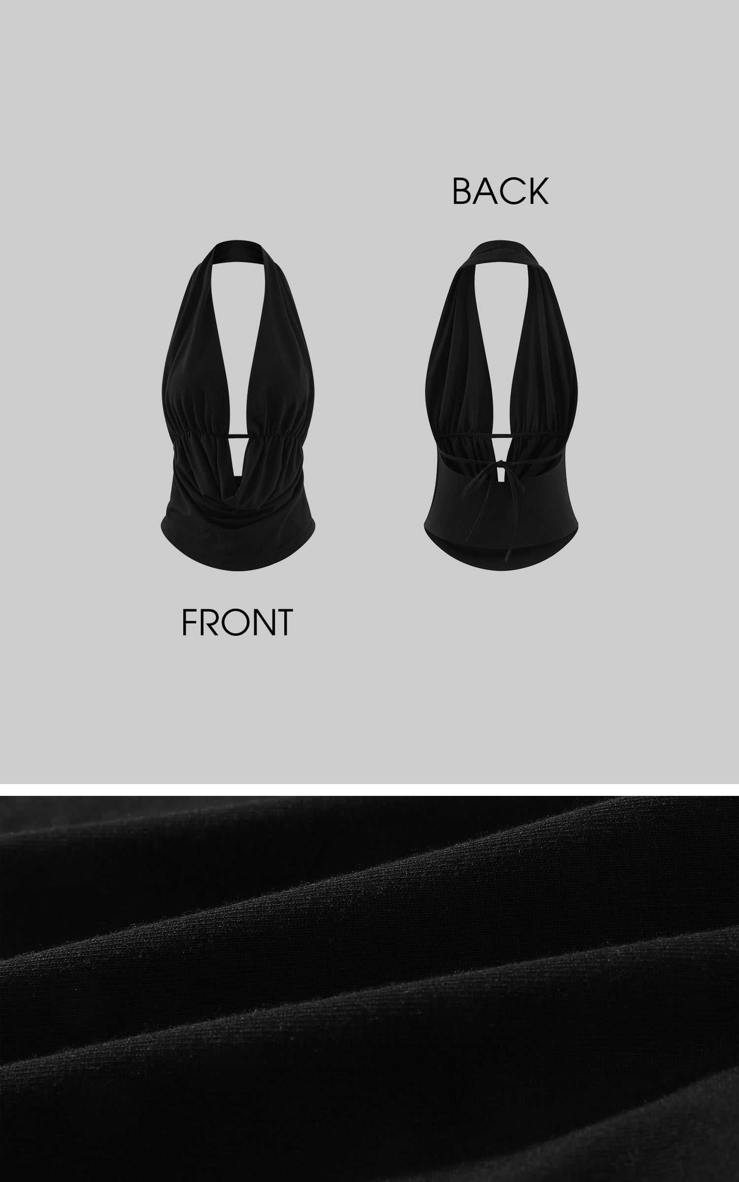 0122stepll Haut halter à décolleté plongeant &amp; Ensemble jupe maxi à taille basse