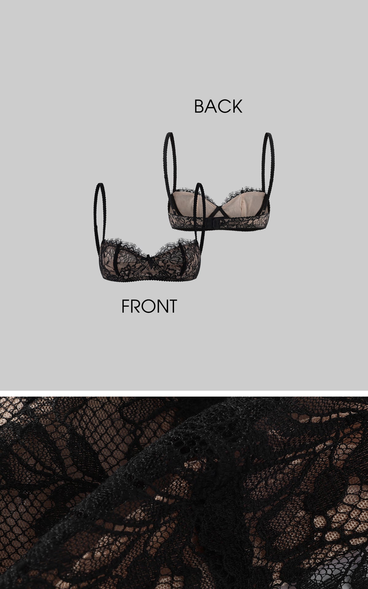 ROVENTE Scoop Neck Long Sleeve Tee &amp; Lace Bra Set