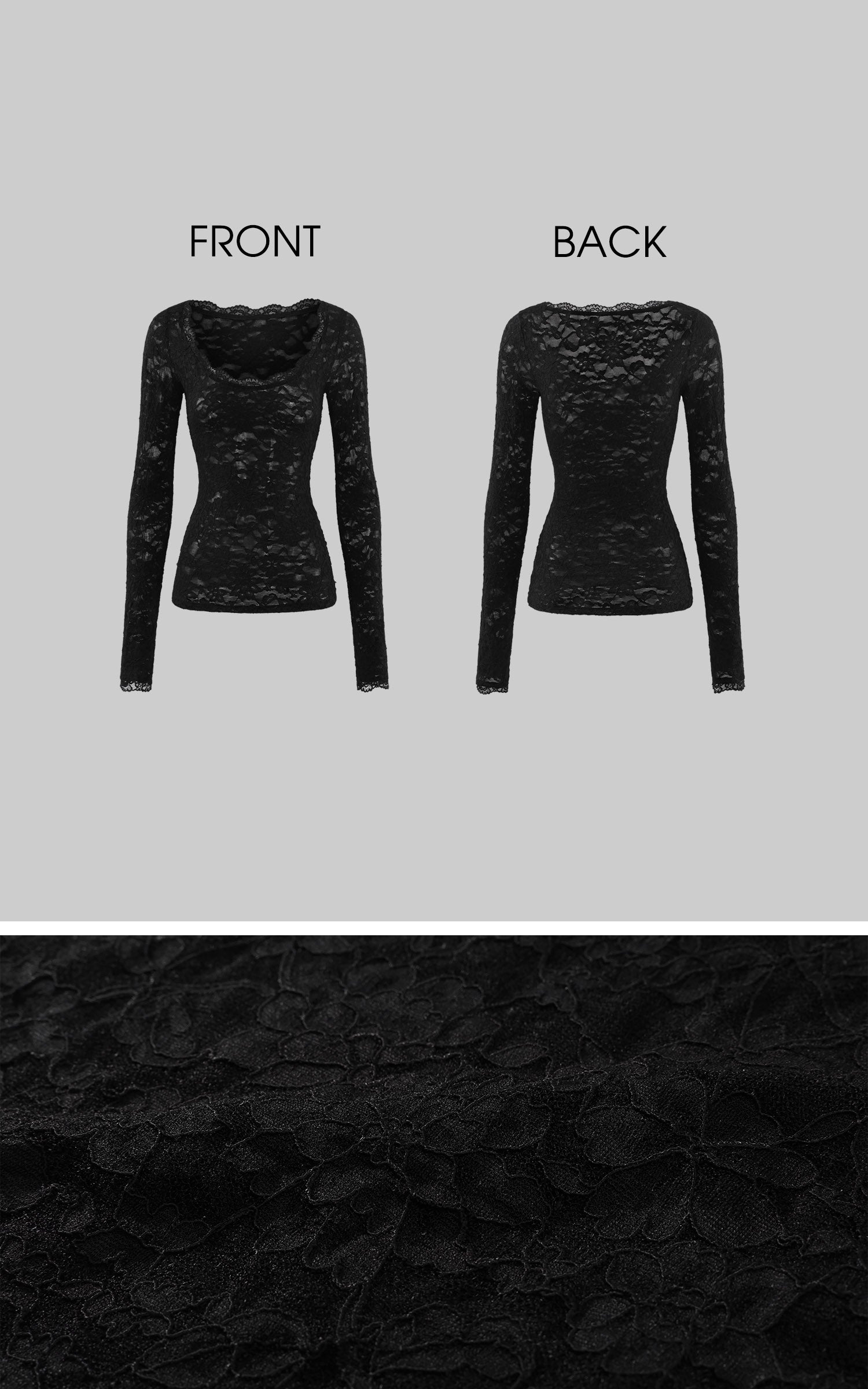 ROVENTE Floral Lace Sheer Long Sleeve Top with Sculpted Slim Fit and Romantic Modern Silhouette