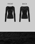 ROVENTE Floral Lace Sheer Long Sleeve Top with Sculpted Slim Fit and Romantic Modern Silhouette