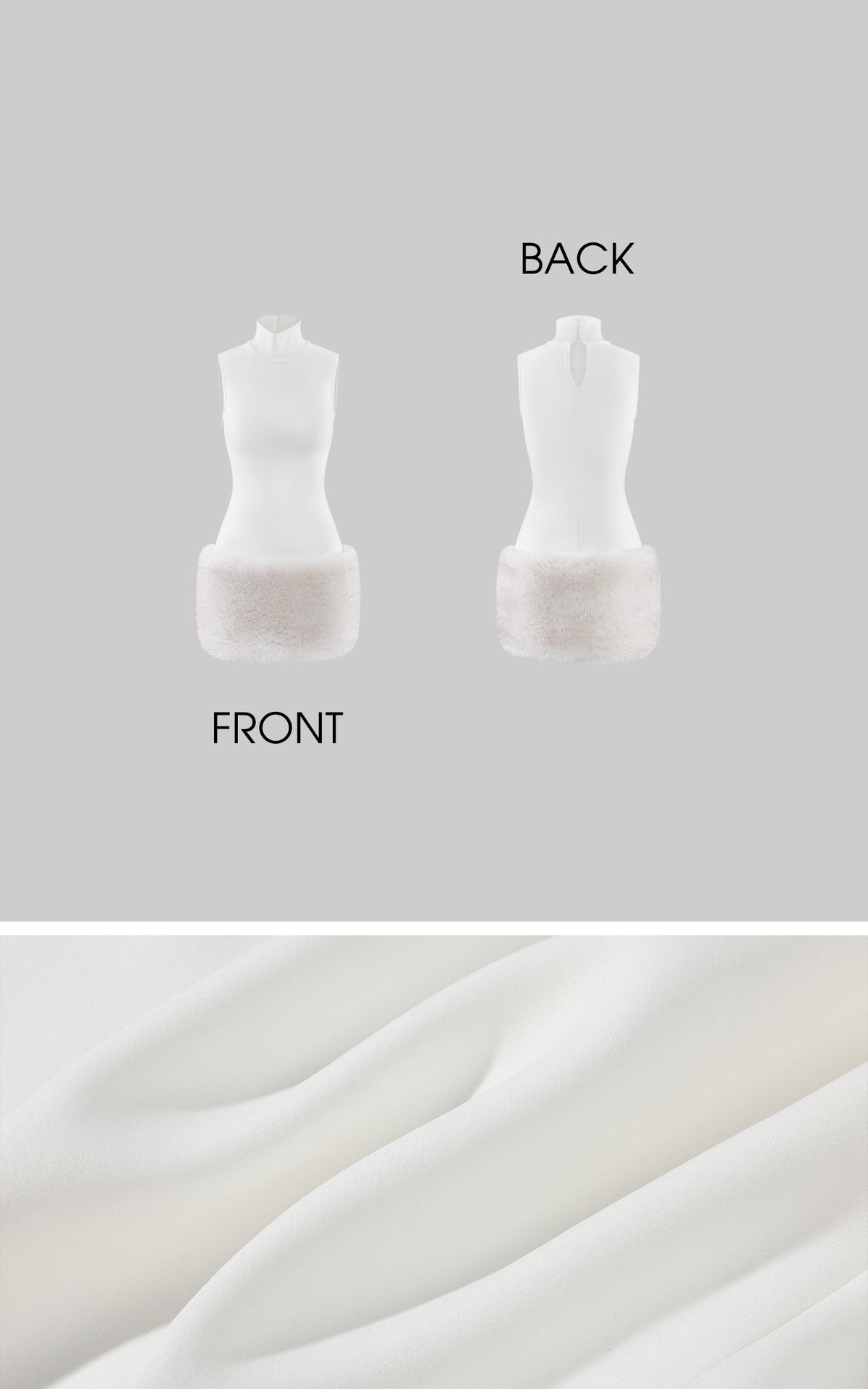 ROVENTE Faux Fur Trim Turtleneck Mini Dress