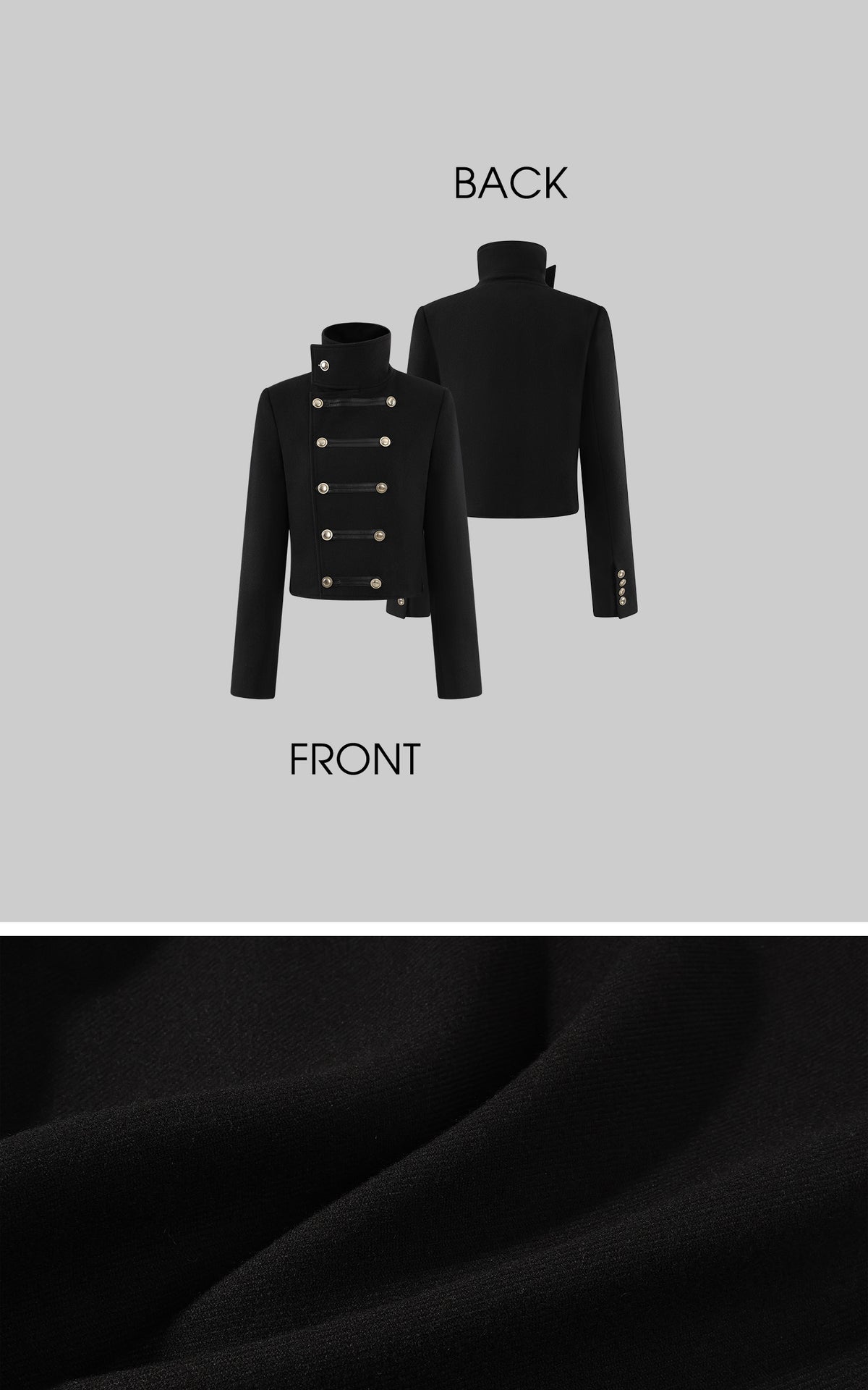 0122stepll High Collar Cropped Military Jacket