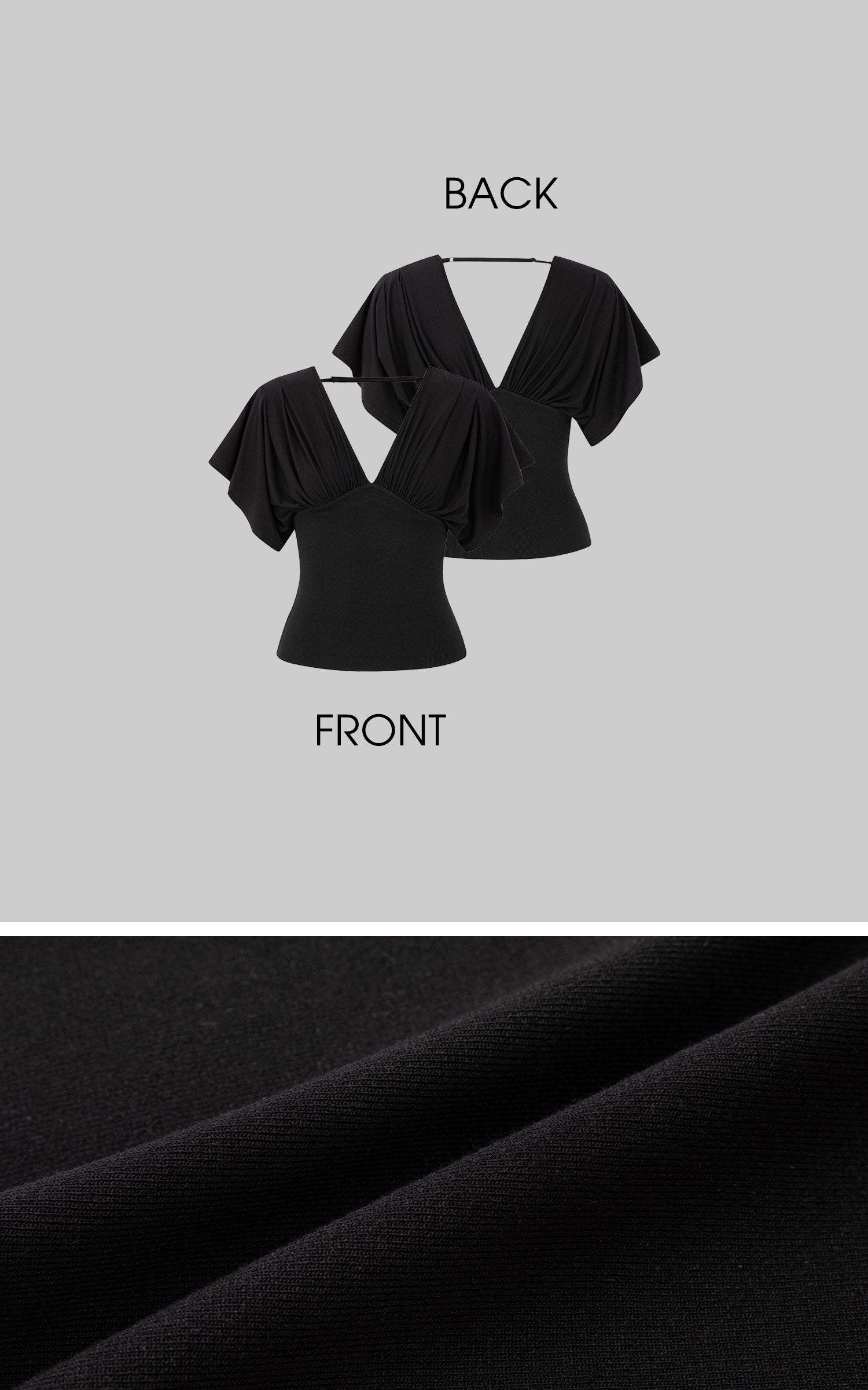 IAMXIAA Draped Deep V-Neck Top &amp; Bodycon Mini Skirt Two-Piece Set