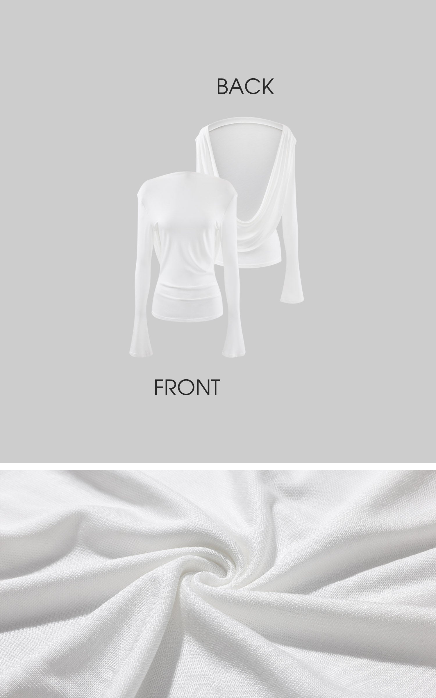 0122stepll Draped Open Back Long Sleeve Top