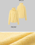 IAMXIAA Asymmetric Button High-Neck Fuzzy Knit Sweater