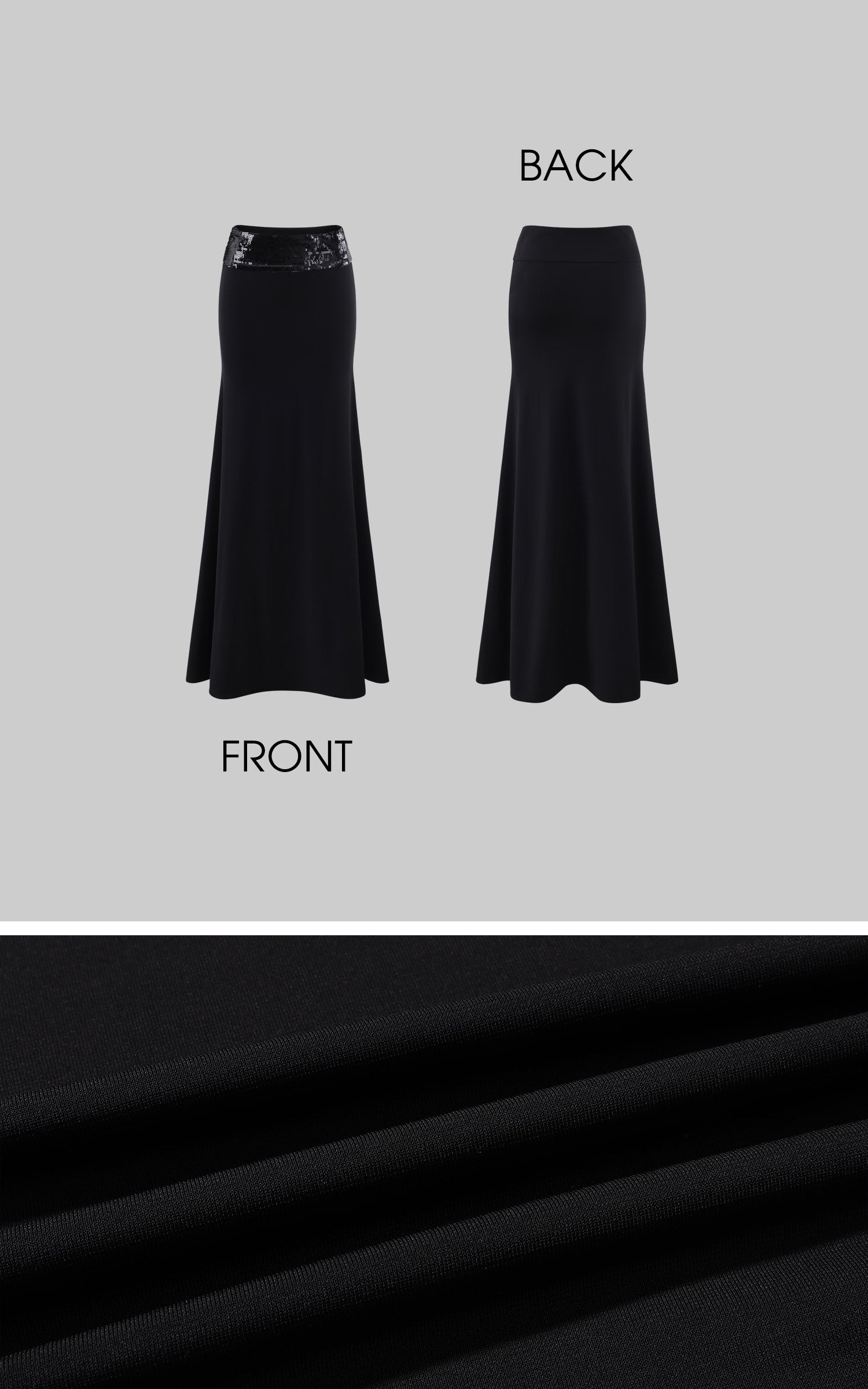 ROVENTE Sequin Waist Maxi Skirt