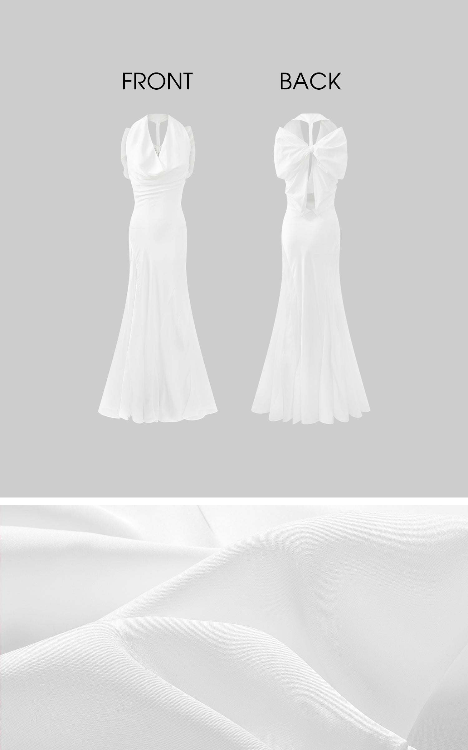 Rase le sol Draped Halter Backless Gown with Oversized Bow - PINKPARKS