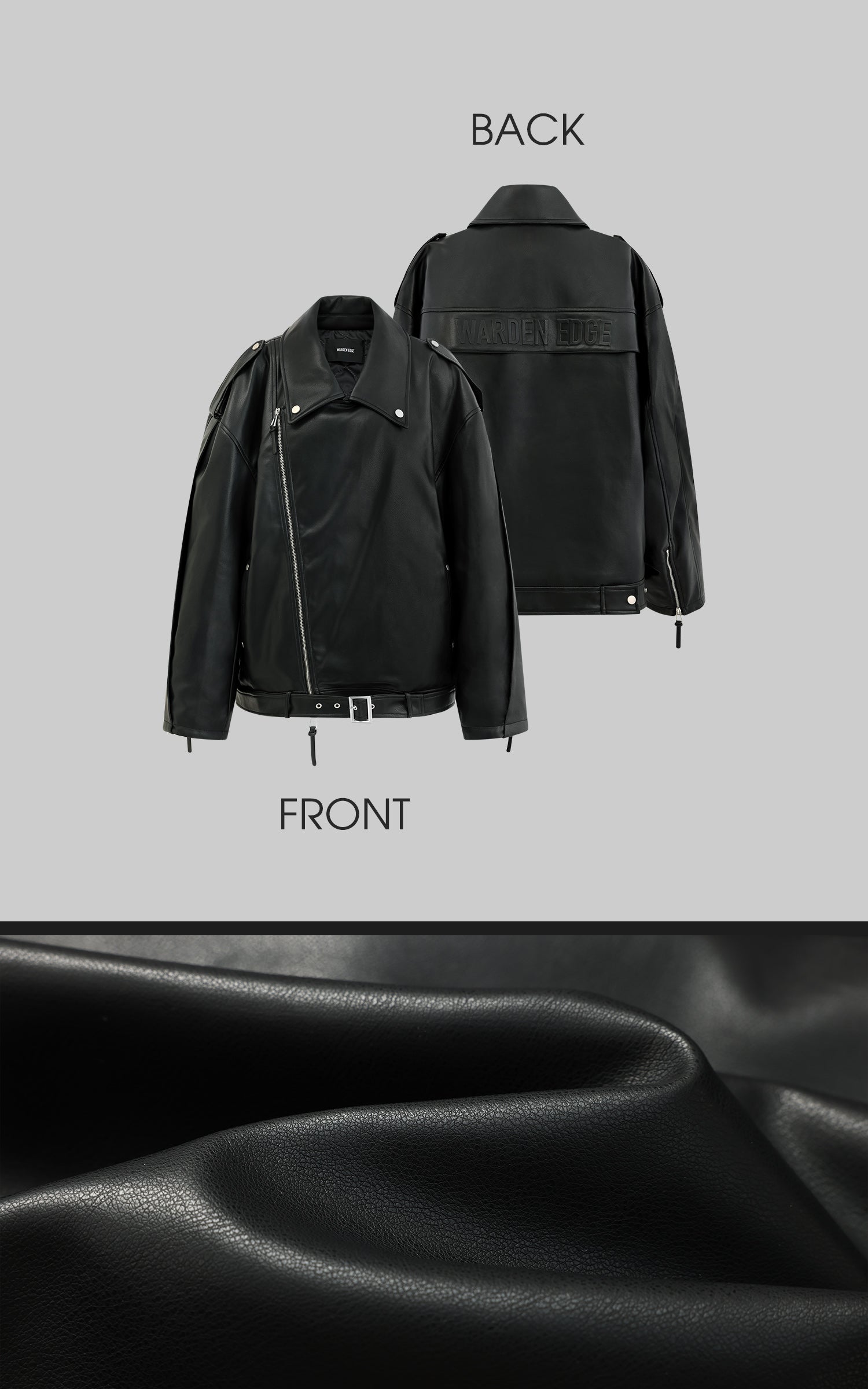 WARDEN EDGE Oversized PU Leather Moto Jacket