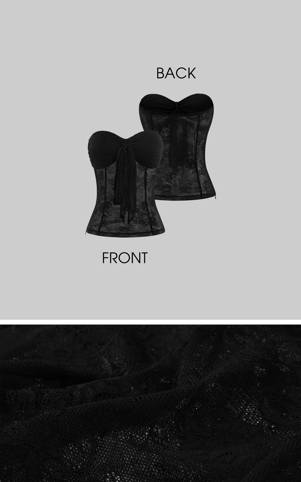 0122stepll Noir Lace Draped Corset Top