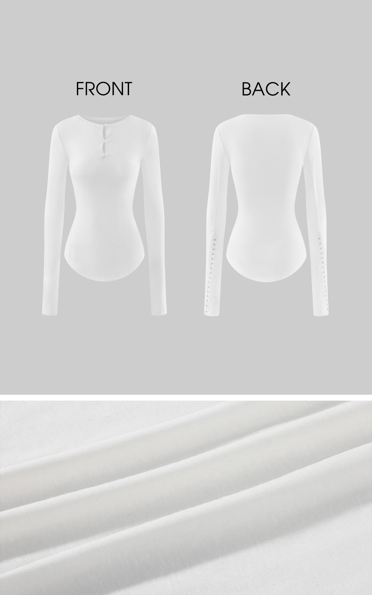 WARDEN EDGE Lace-Trim Hook-and-Eye Extended Sleeve Fitted Henley Top