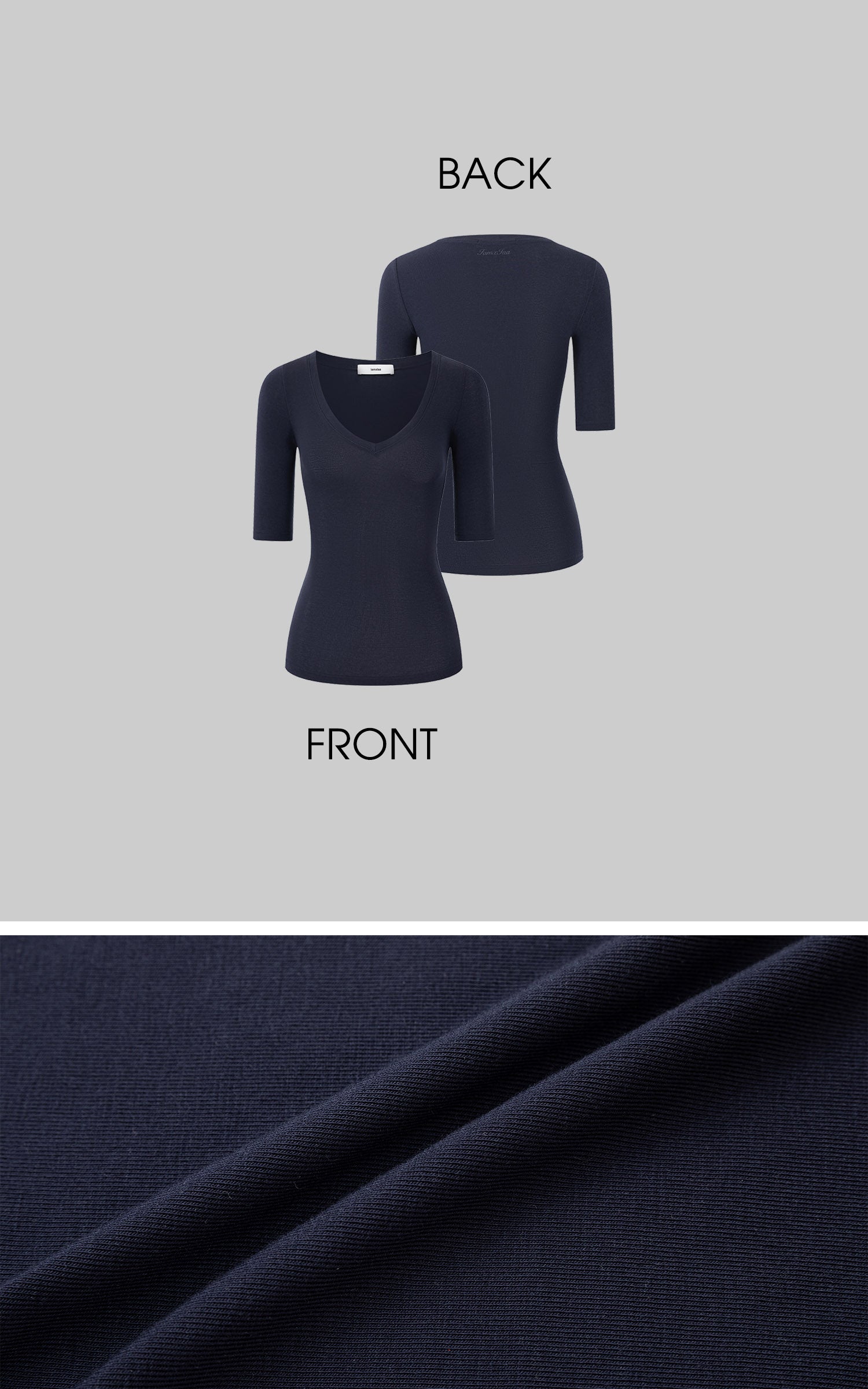 IAMXIAA Classic Wool Stretch V-Neck Slim Fit Half Sleeve Top
