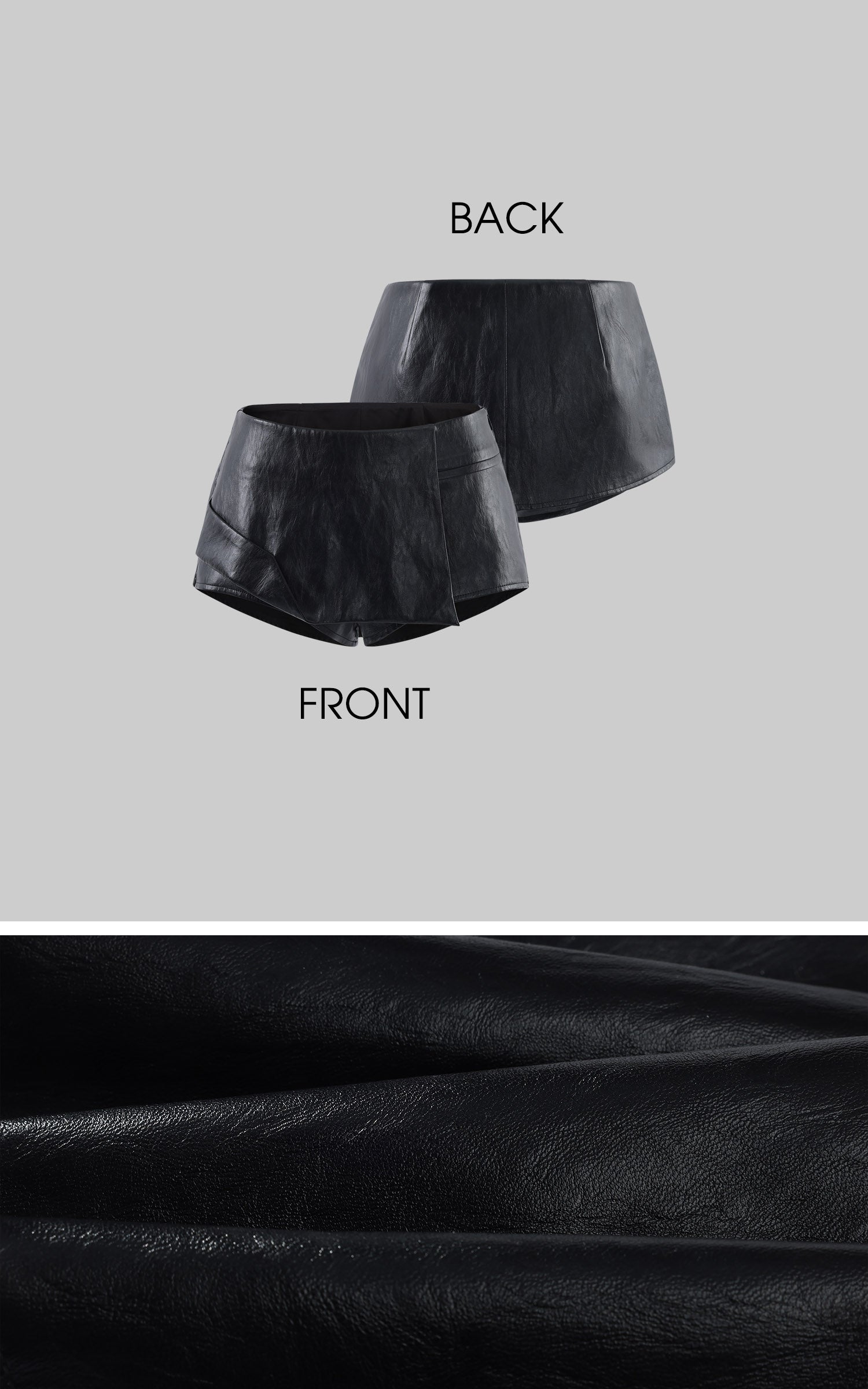 Rase le sol Asymmetric Wrap Leather Skort