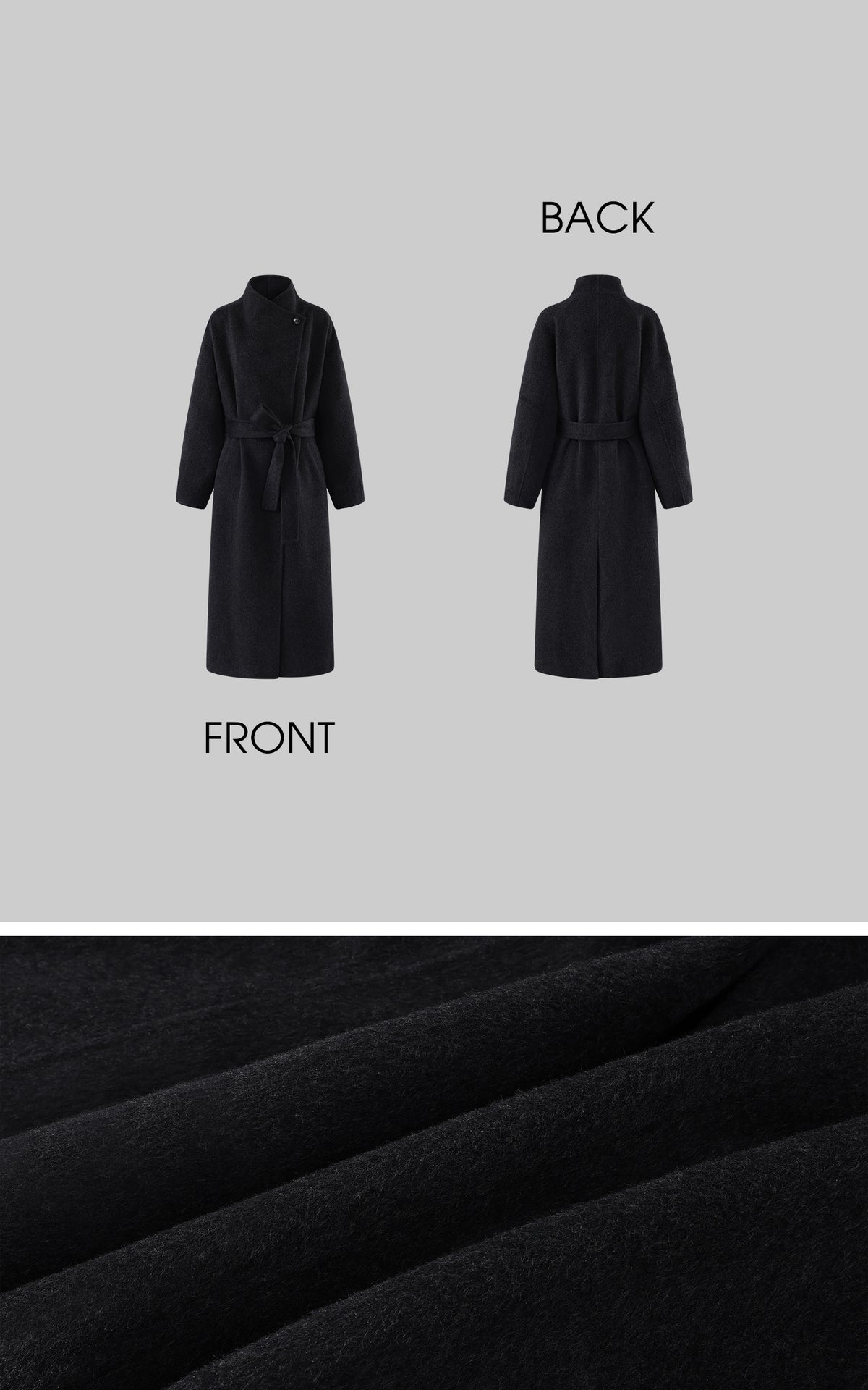 0122stepll Manteau long ample ceinturé à nouer