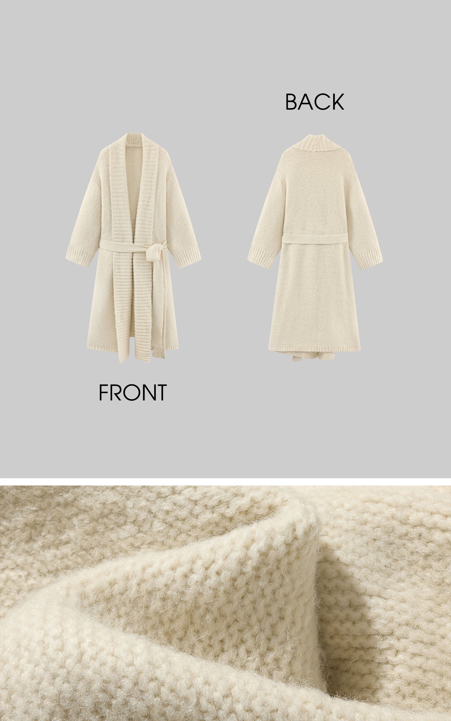 0122stepll Oversized Belted Knit Cardigan Coat