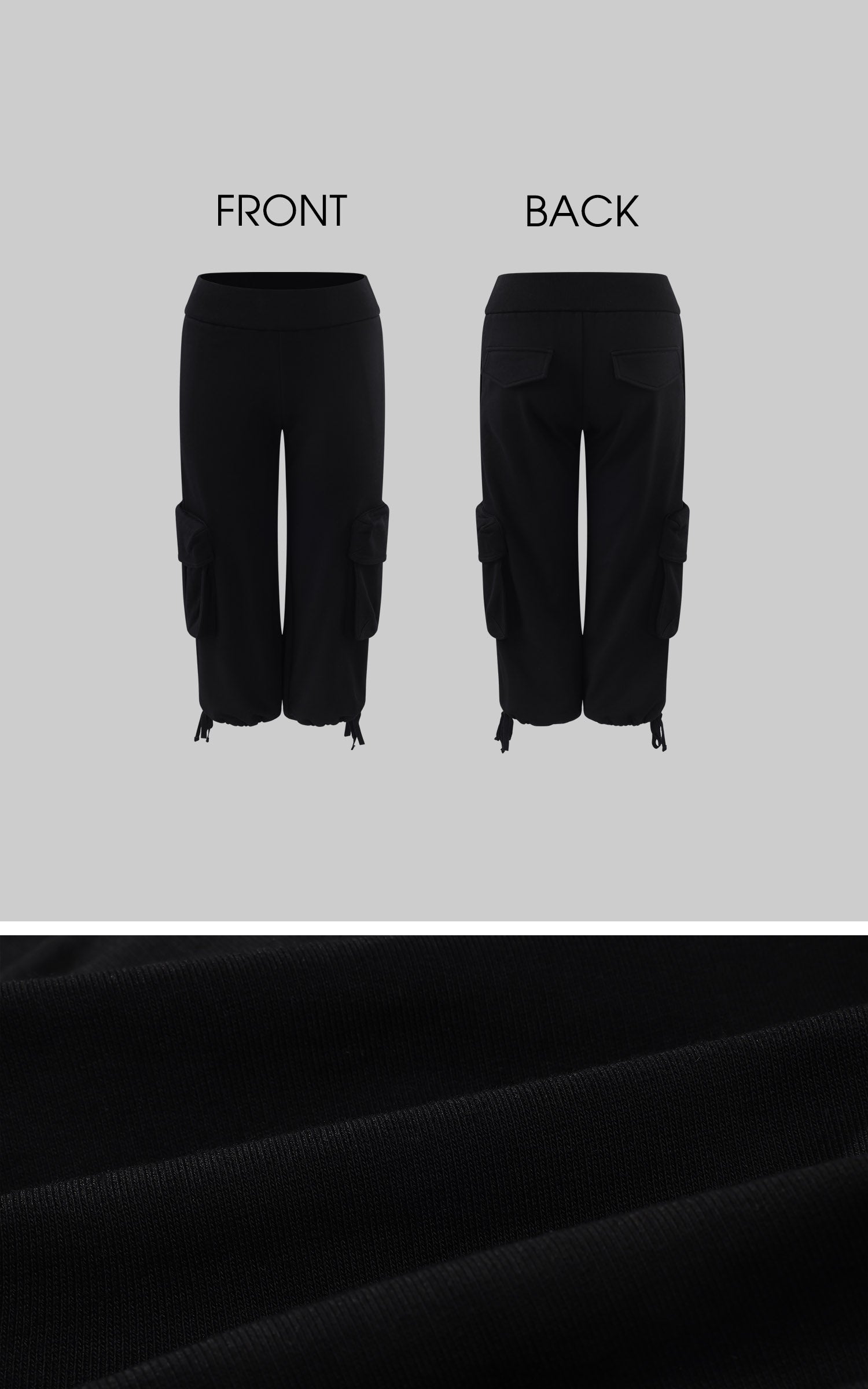 ROVENTE Relaxed Cropped Cargo Pants with Adjustable Drawstring Hem and Utility Pocket Design