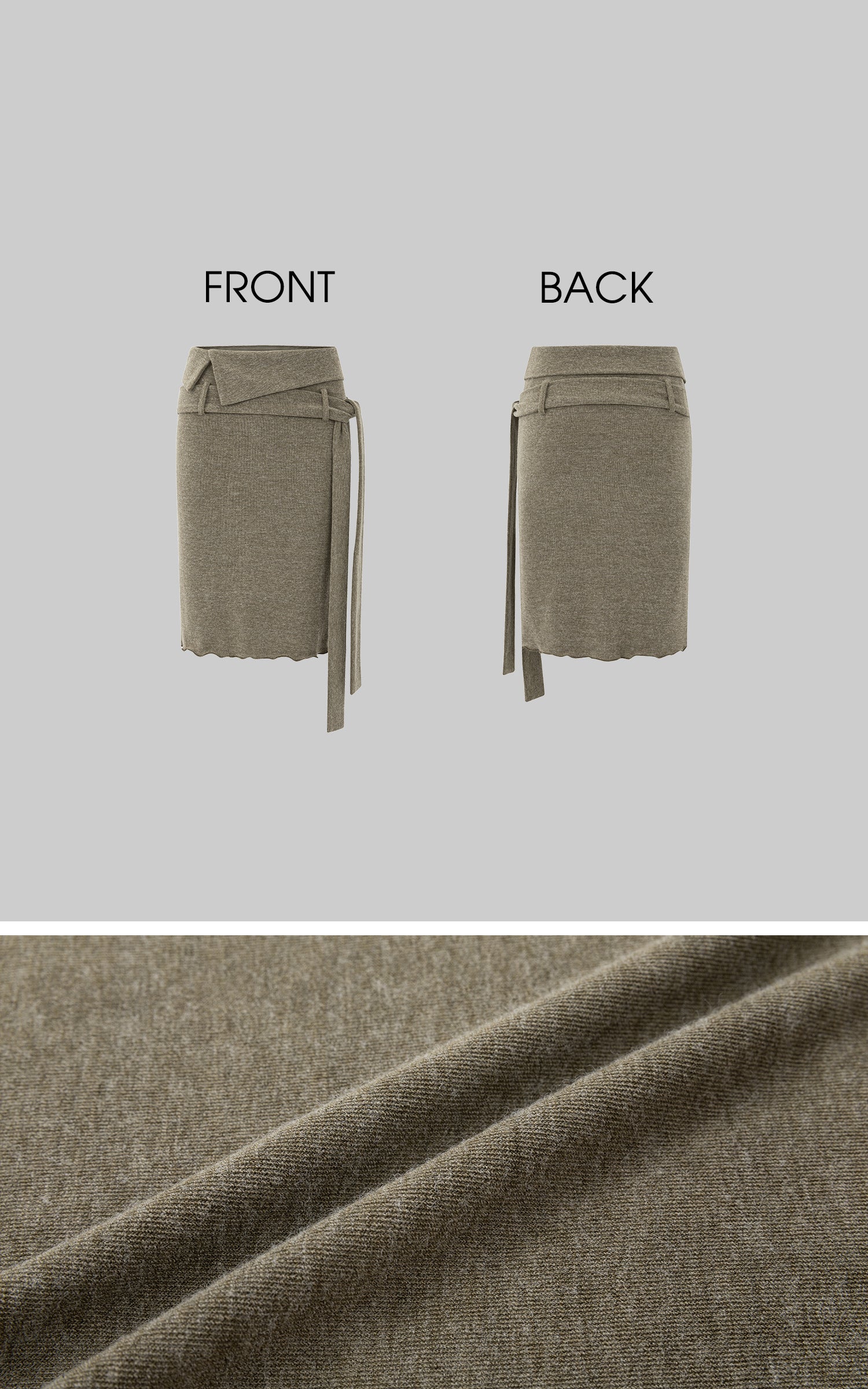 IAMXIAA Foldover Waist Tie-Detail Knit Midi Skirt