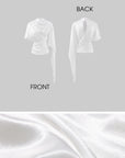ROVENTE Draped Satin Asymmetric Sleeve T-Shirt
