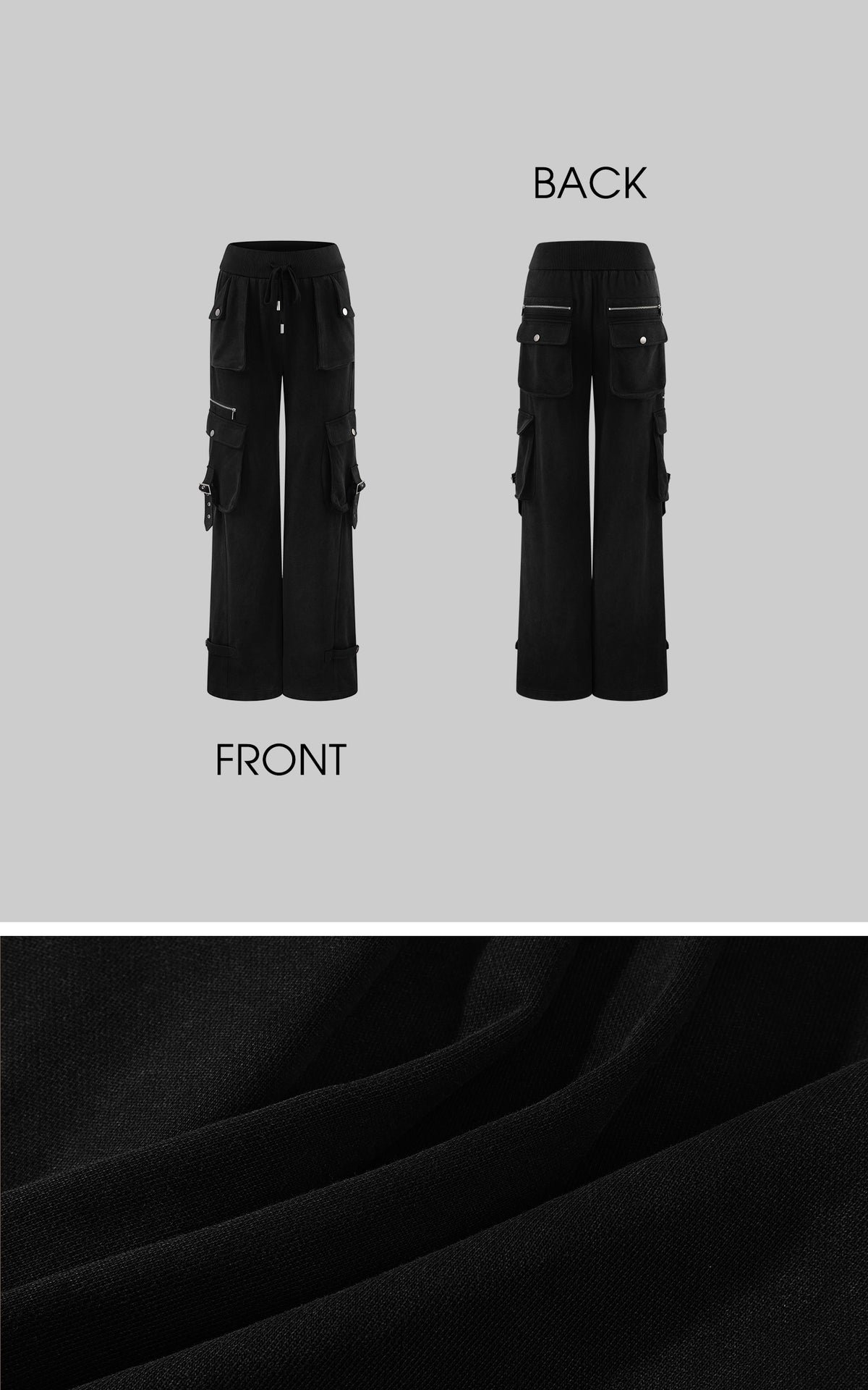 Rase le sol Multi-Pocket Utility Wide-Leg Cargo Pants