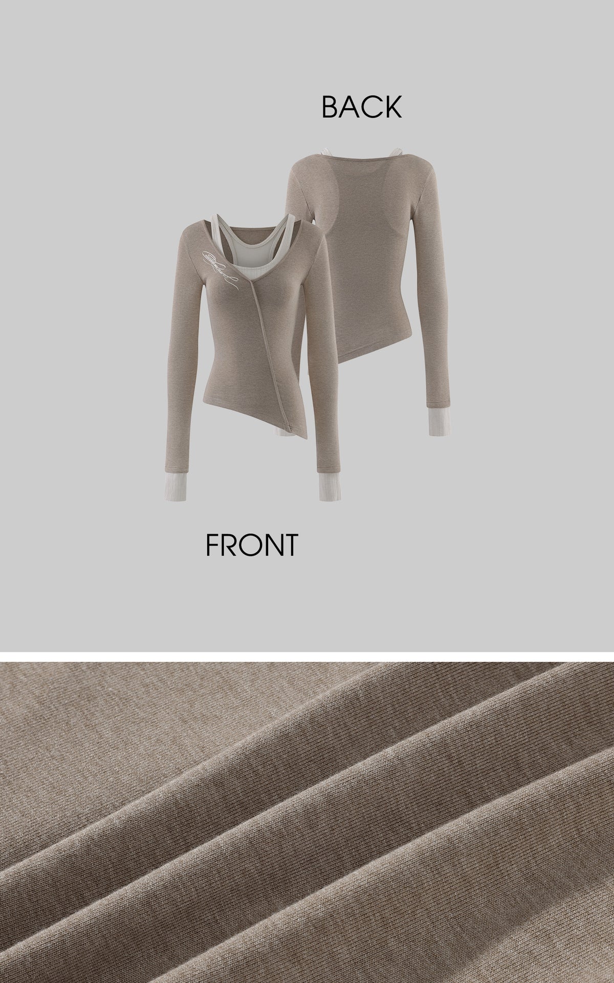 Rase le sol Asymmetric Layered Two-Piece Long Sleeve Top