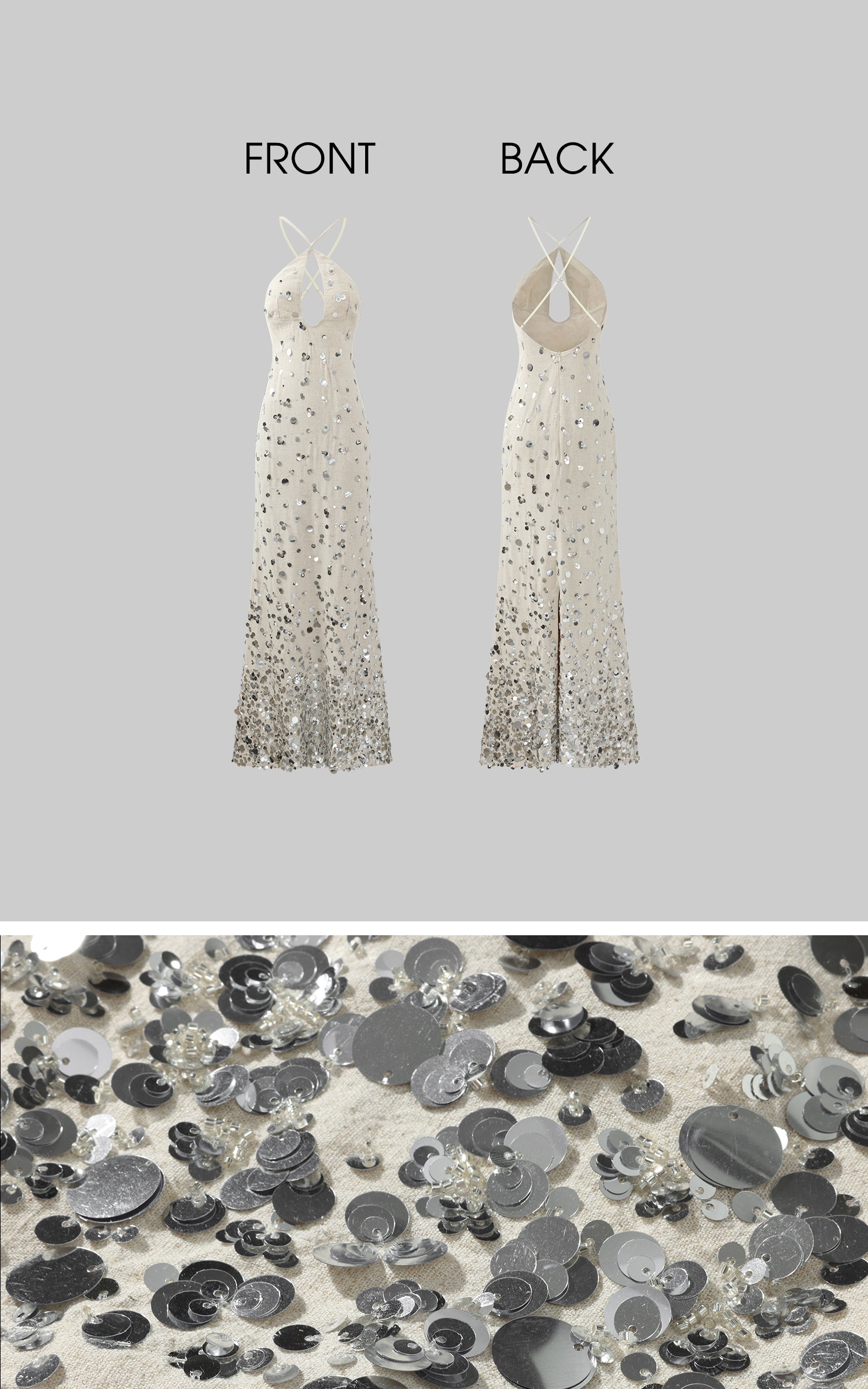 ROVENTE Sequin Halter Maxi Dress with Keyhole Front - PINKPARKS