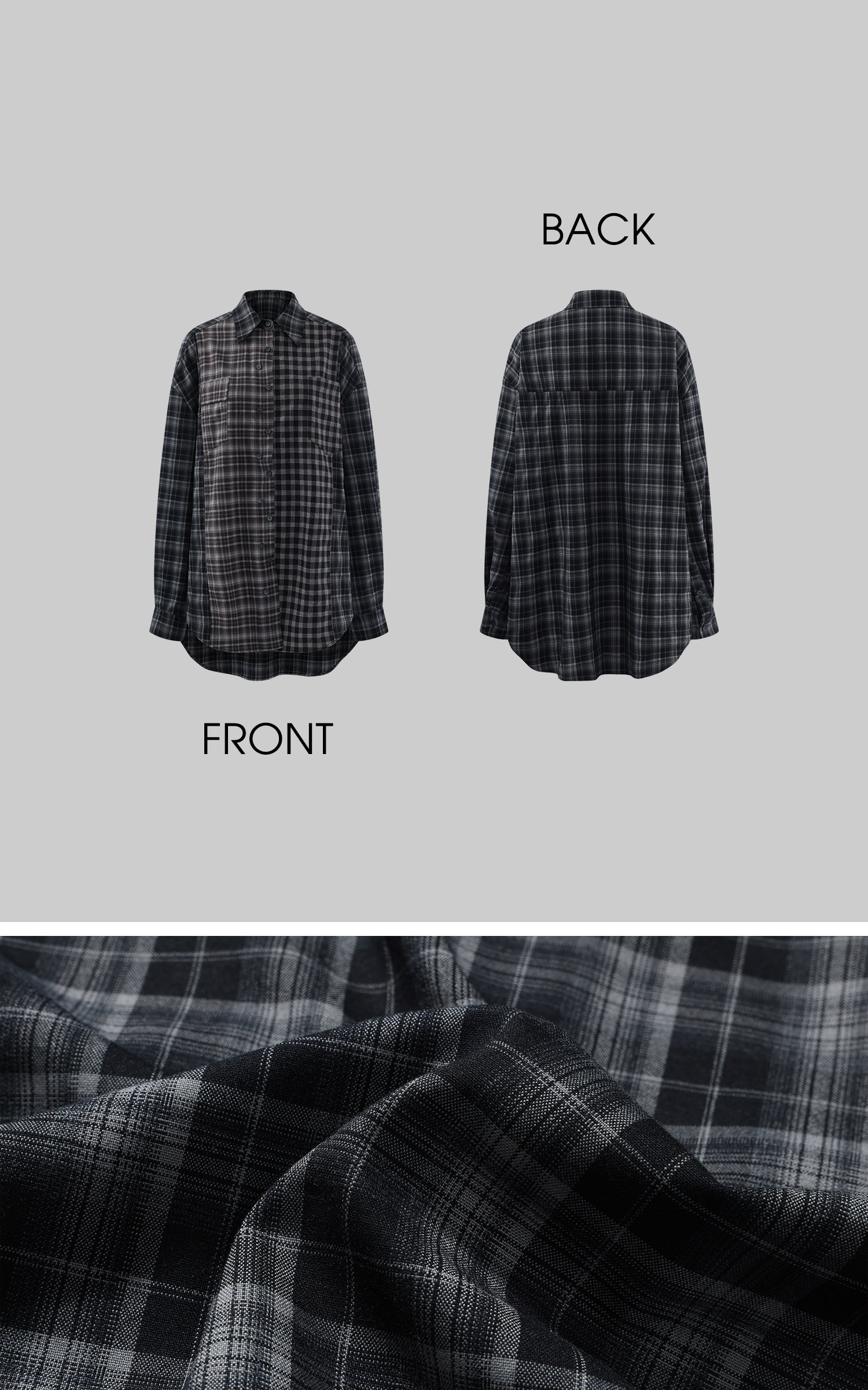 WARDEN EDGE 패치워크 체크 릴랙스핏 셔츠