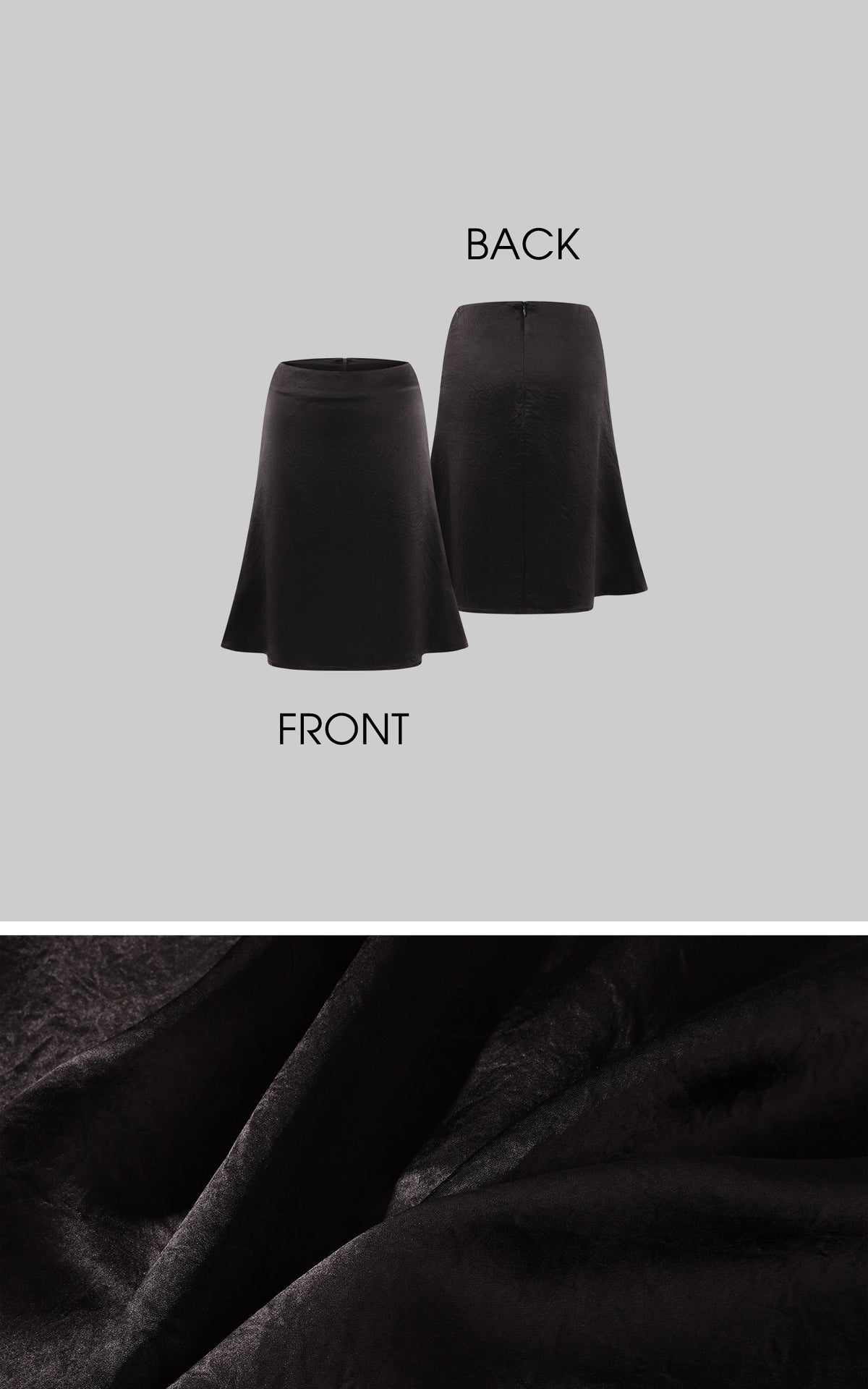 0122stepll Textured Satin A-Line Midi Skirt