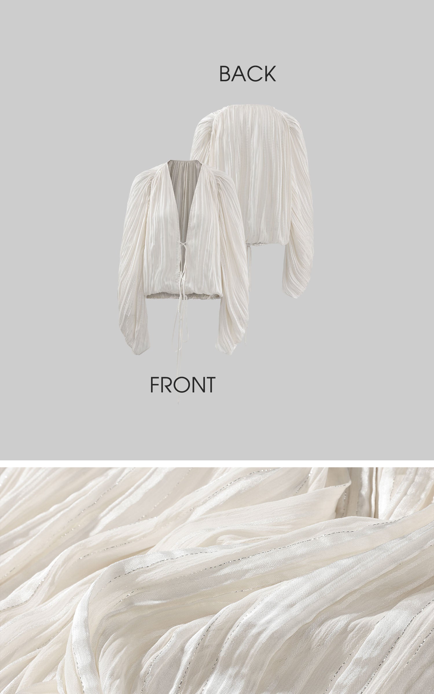 ROVENTE 플리츠 스트라이프 드레이프 타이 프론트 탑