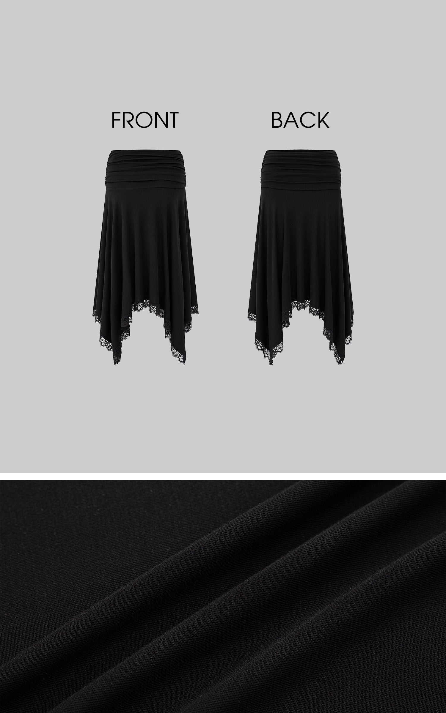 IAMXIAA Jupe midi asymétrique à bordure en dentelle