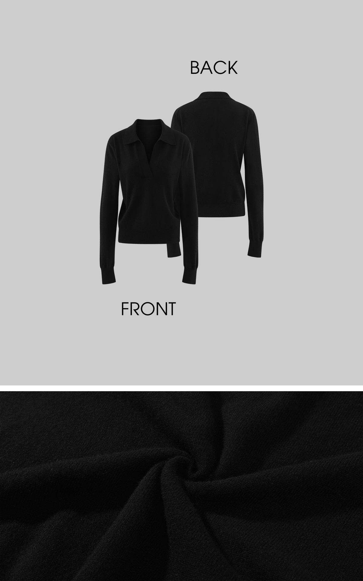 ROVENTE Black Open-Collar Fine Knit Sweater
