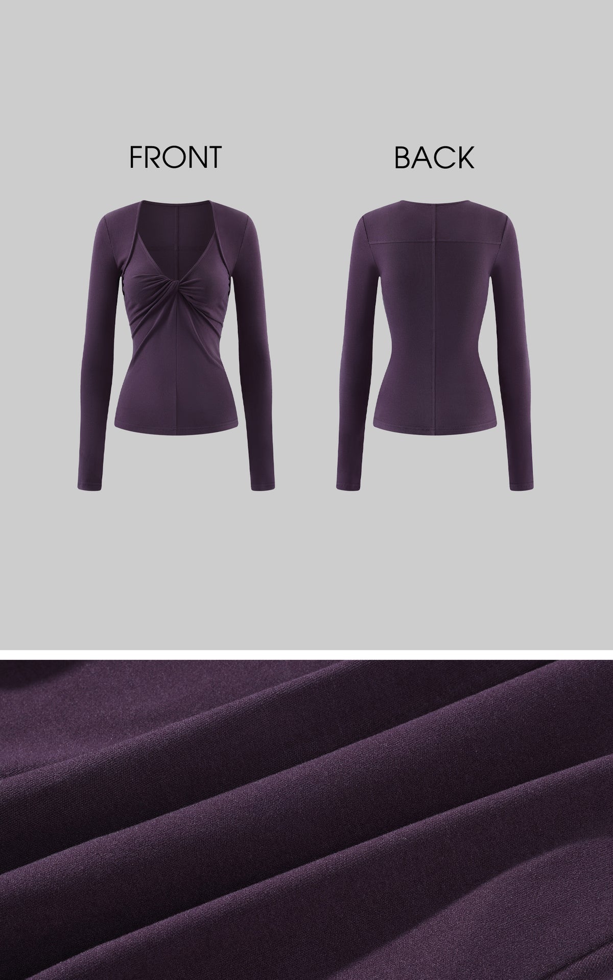 Rase le sol Twisted V-Neck Fitted Long Sleeve Top