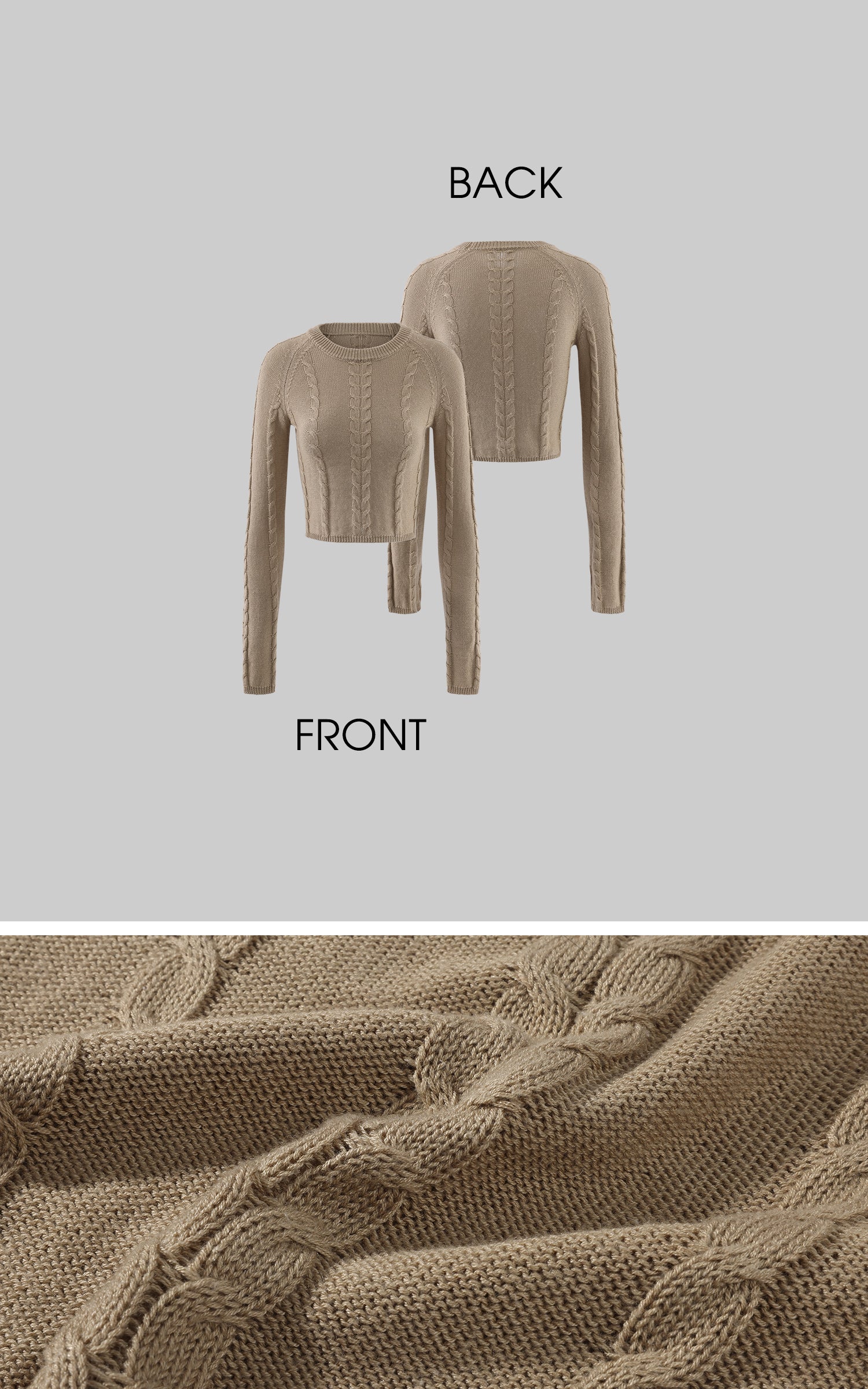 ROVENTE Cable-Knit Cropped Sweater