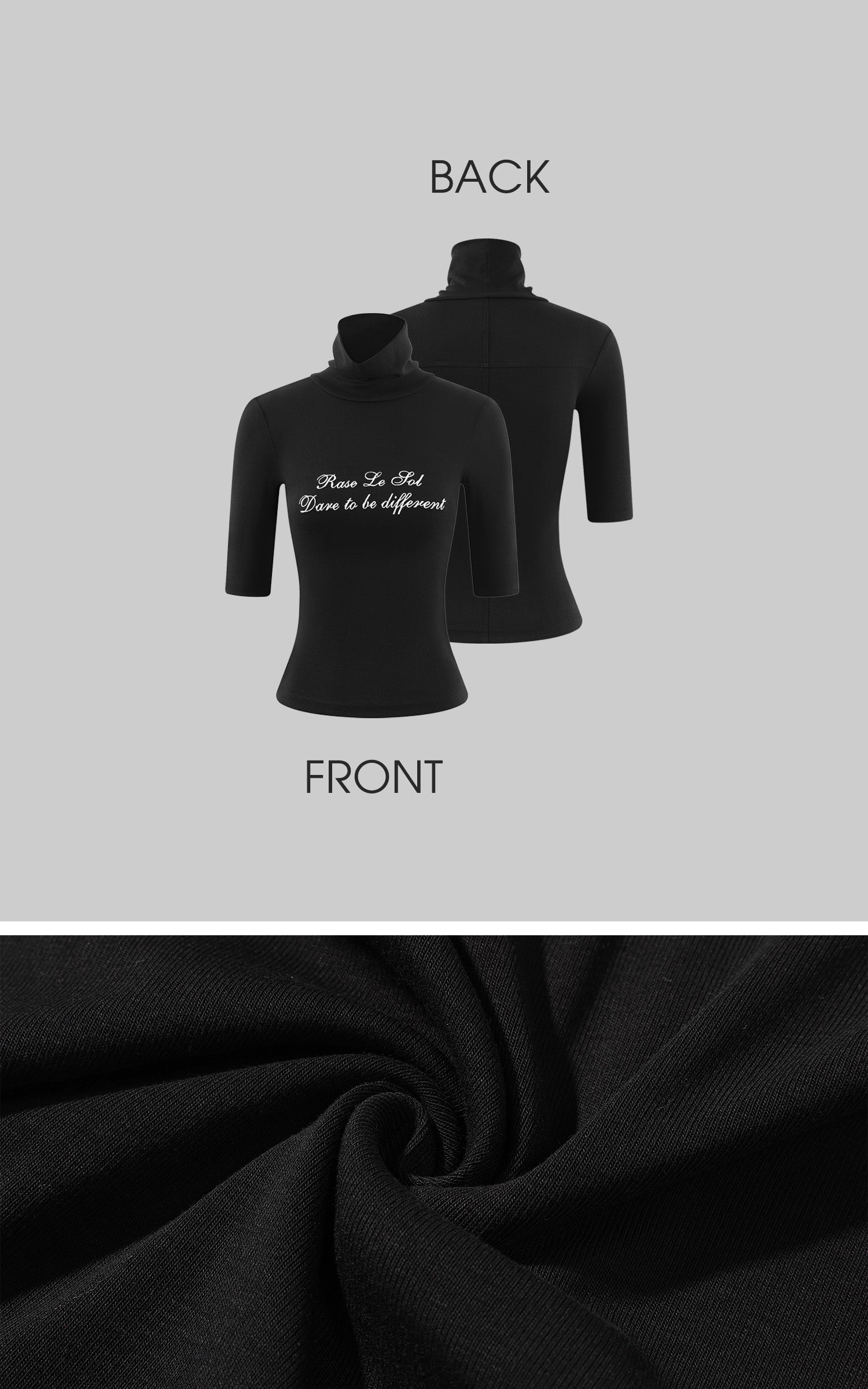 Rase le sol Script Embroidery High Neck Fitted Top