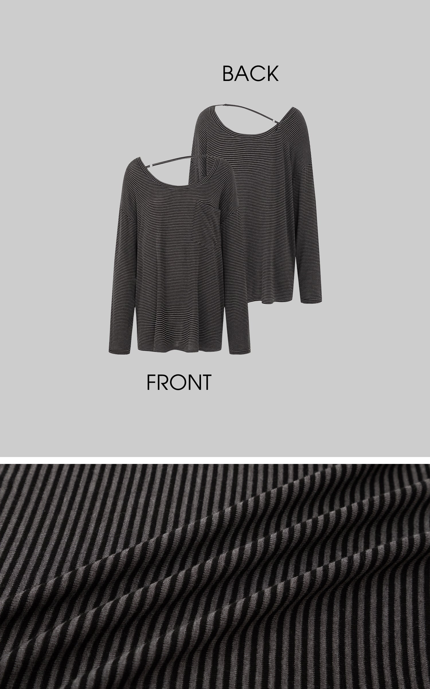 IAMXIAA Striped Off-Shoulder Long Sleeve Top with Back Strap Detail