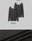 IAMXIAA Striped Off-Shoulder Long Sleeve Top with Back Strap Detail