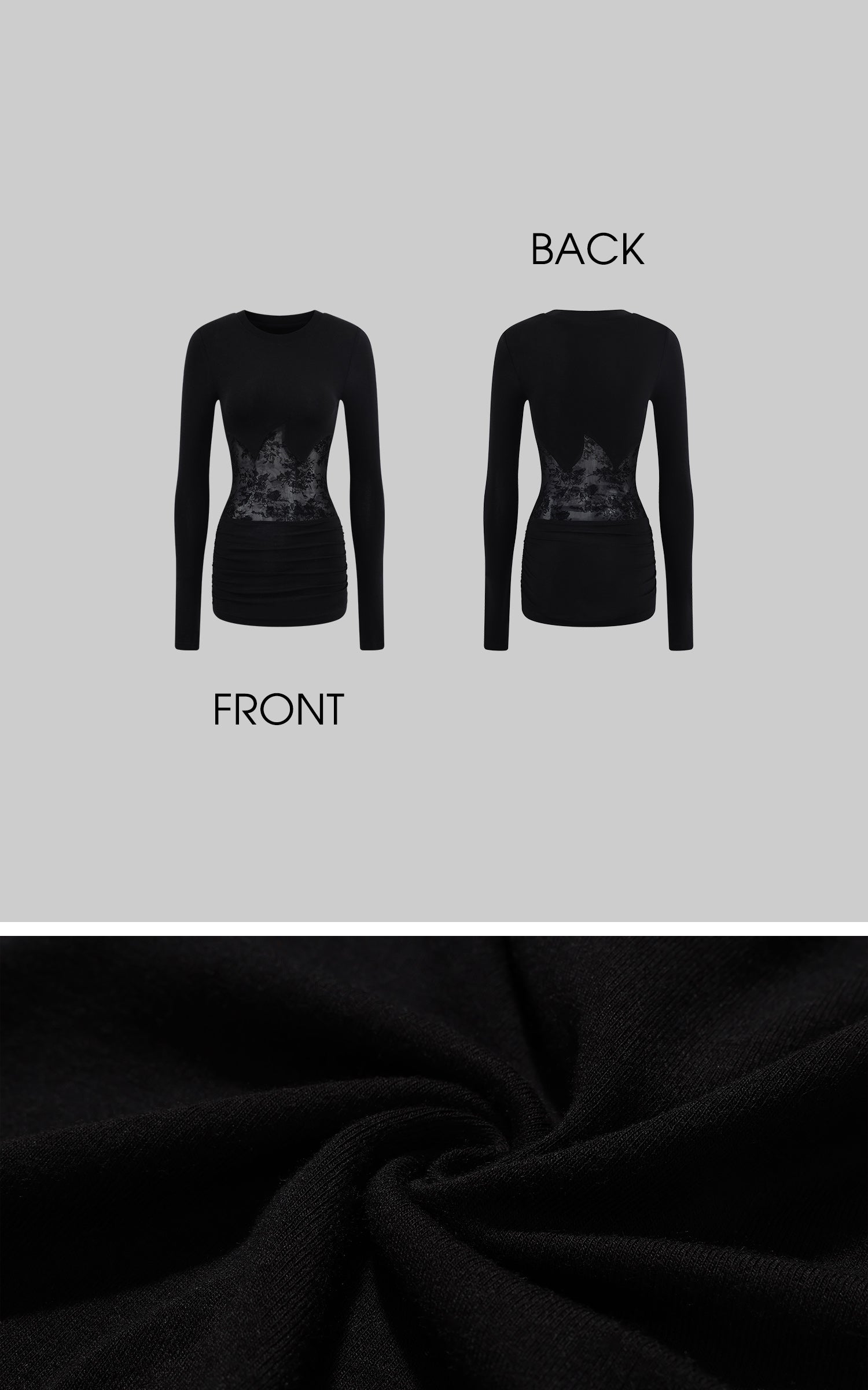 Low pixel Lace Panel Slim-Fit Knit Long Sleeve Top