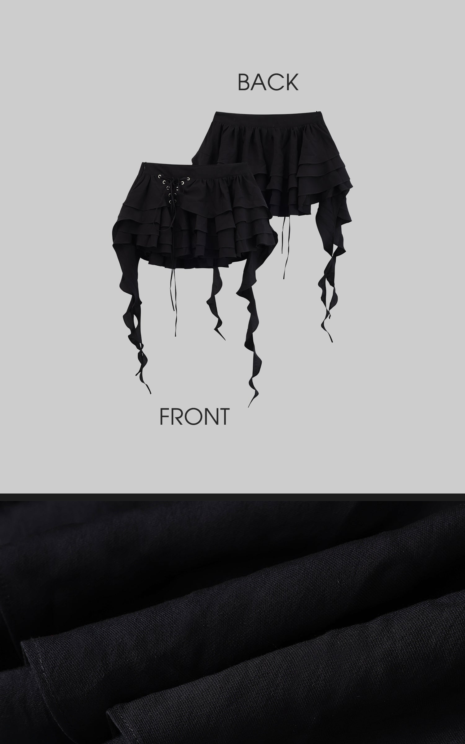 WARDEN EDGE Layered Ruffle Lace-Up Skirt