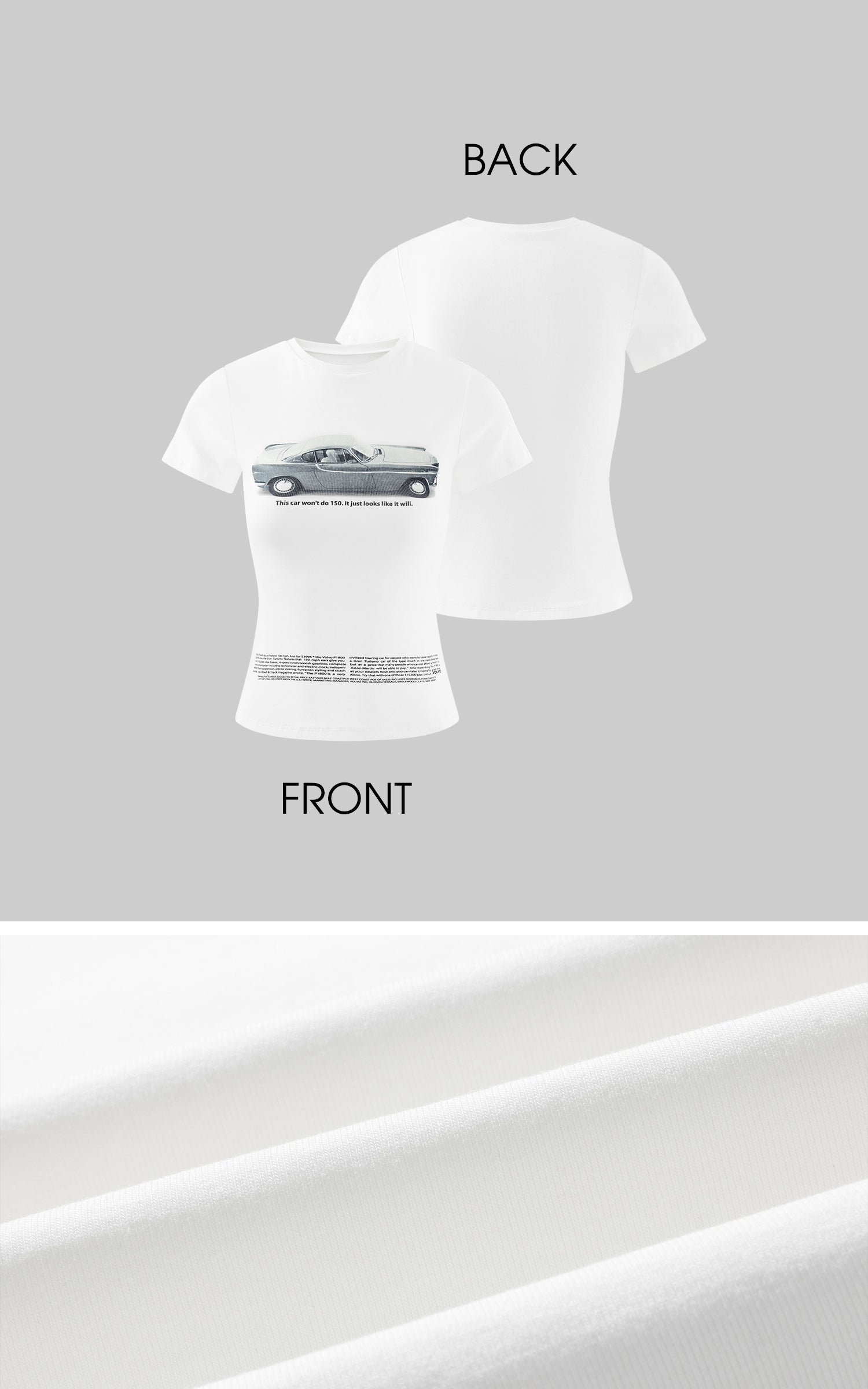 ROVENTE Vintage Car Graphic Baby Tee with Fitted Silhouette and Printed Text