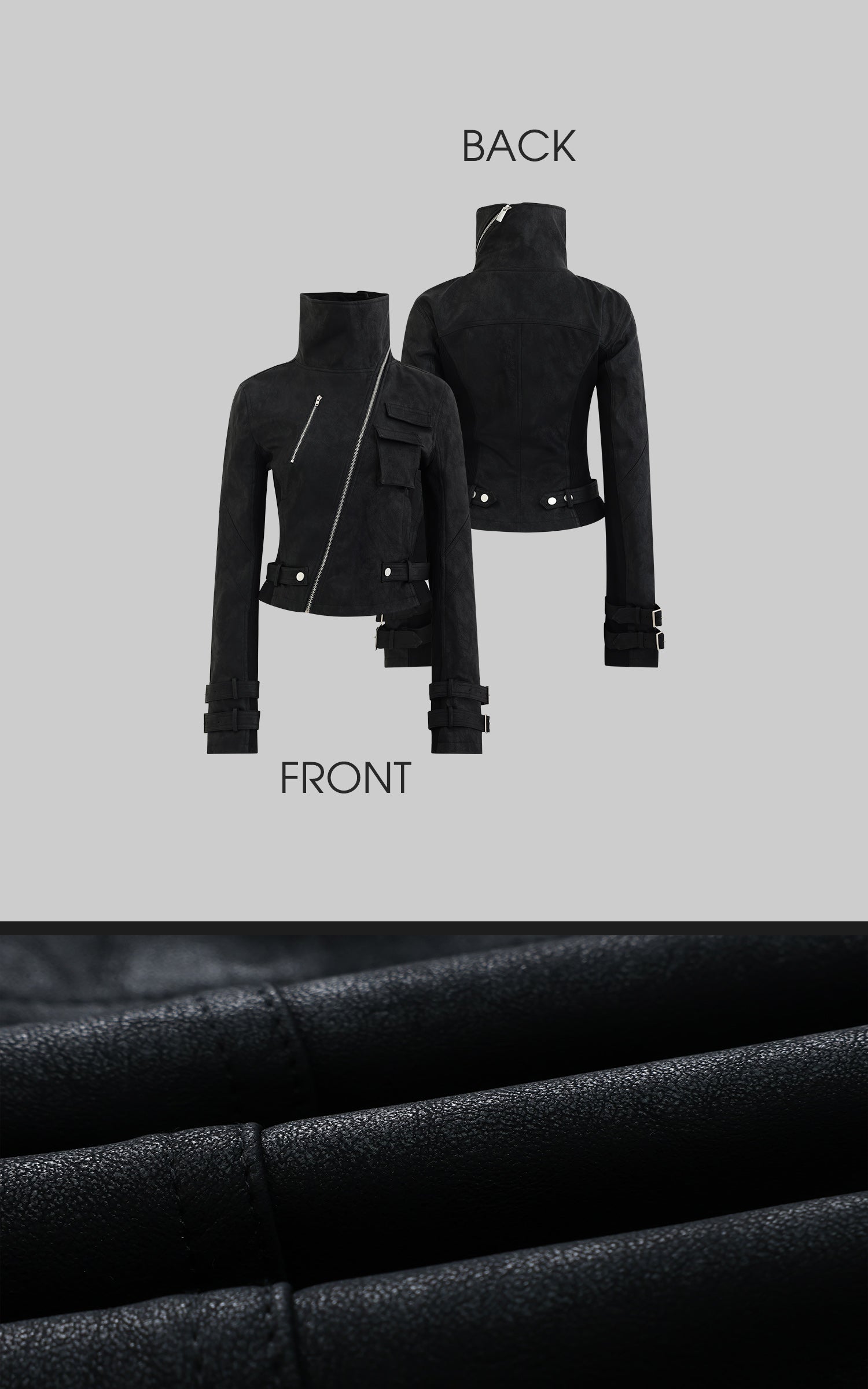 Rase le sol Fitted Leather Jacket &amp; Flared Pants Set