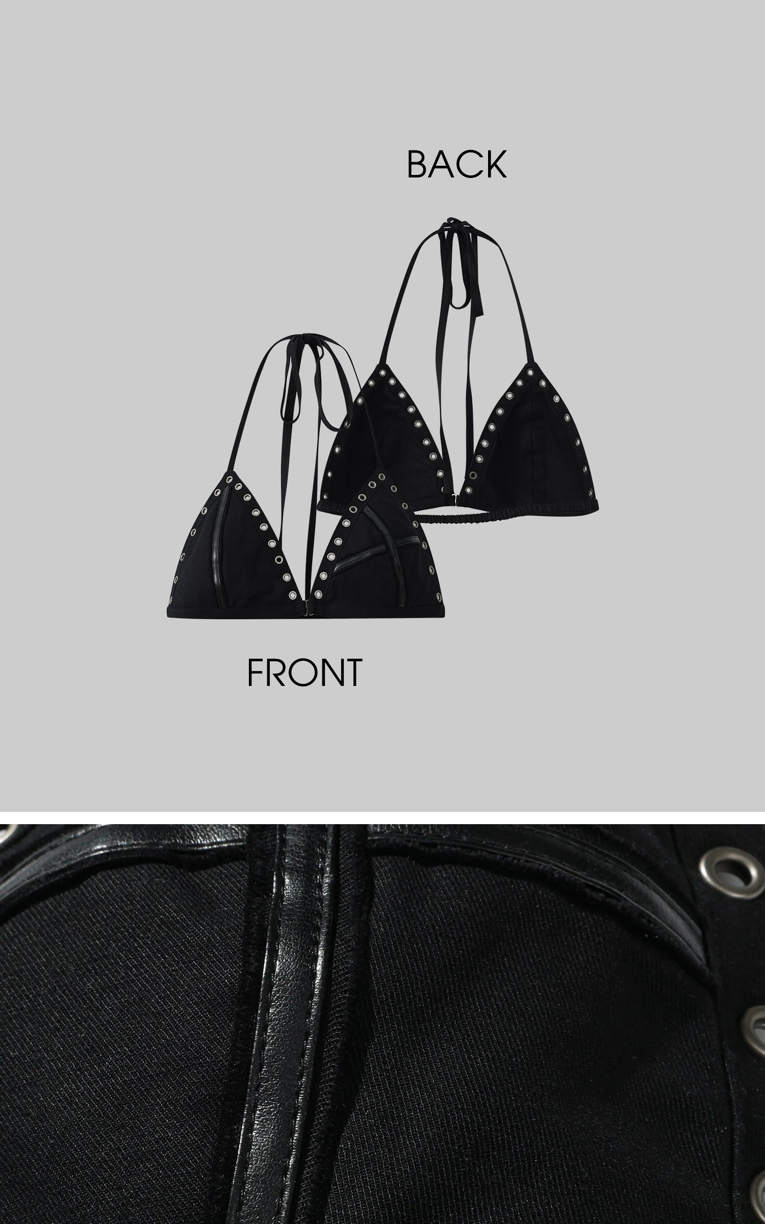 Low pixel Haut de soutien-gorge triangle à col licou clouté