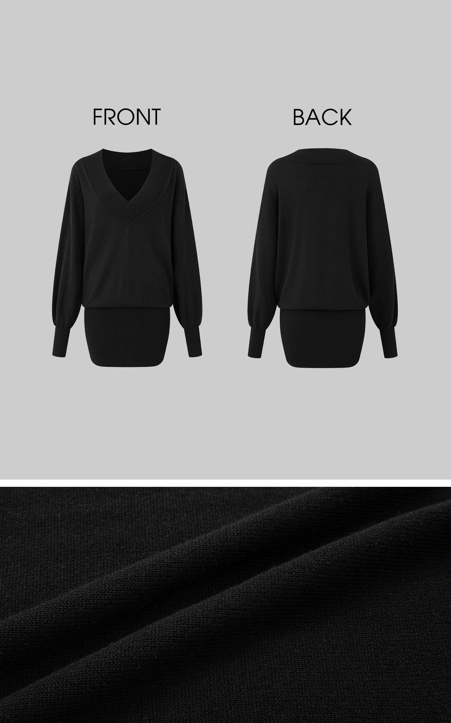 IAMXIAA Deep V Relaxed Longline Knit Sweater
