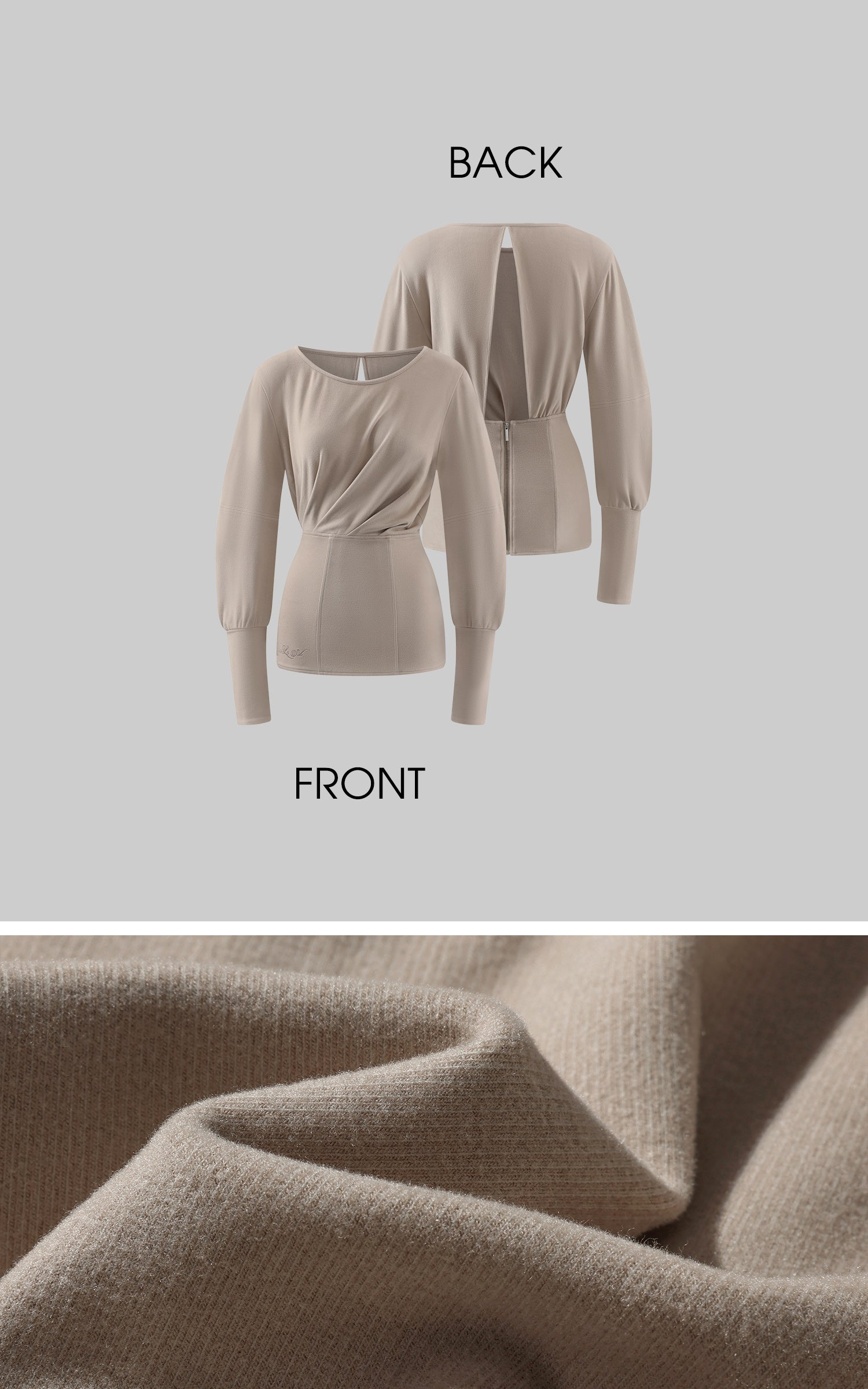 Rase le sol Draped Sculptural Knit Top with Corset Waist and Cutout Back